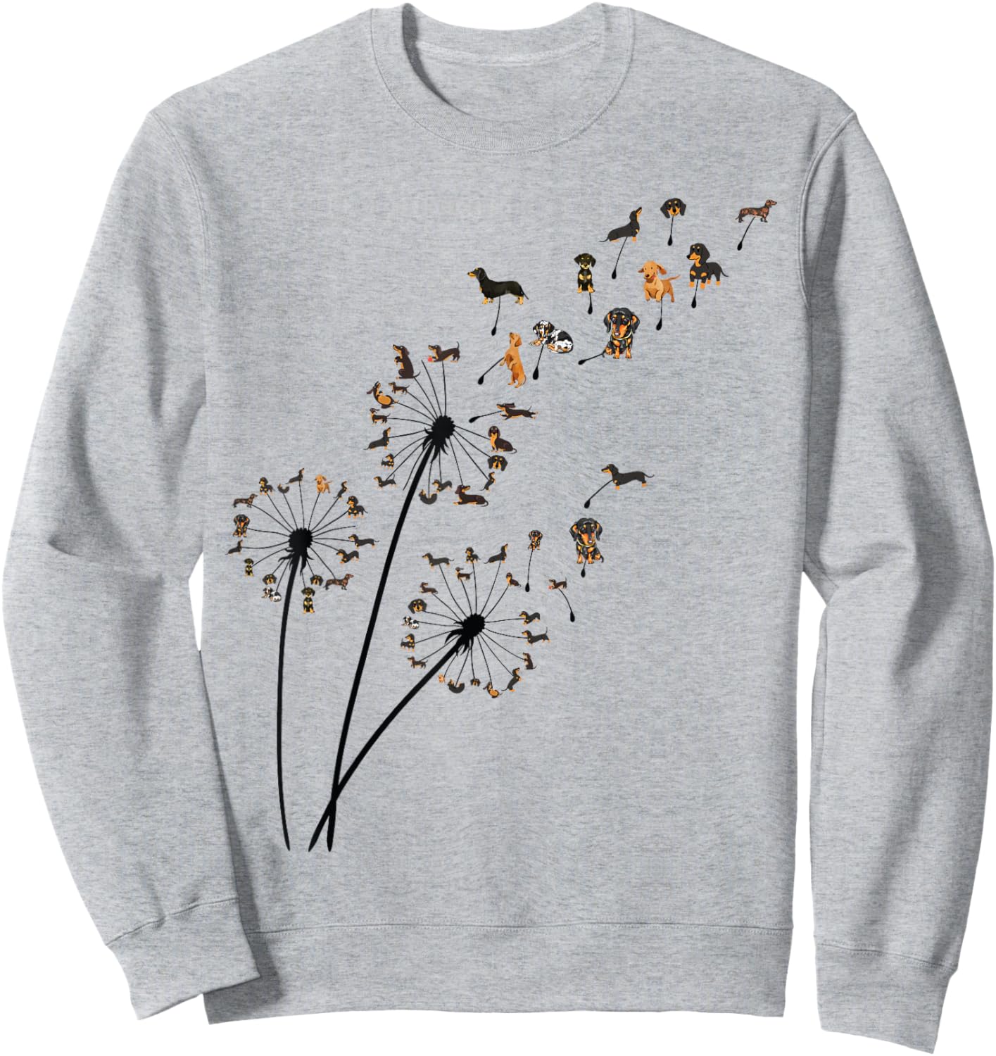 Dachshund Dandelion Flower Fly Funny Cute Dog Lover women Sweatshirt - Sweatshirt | Ash