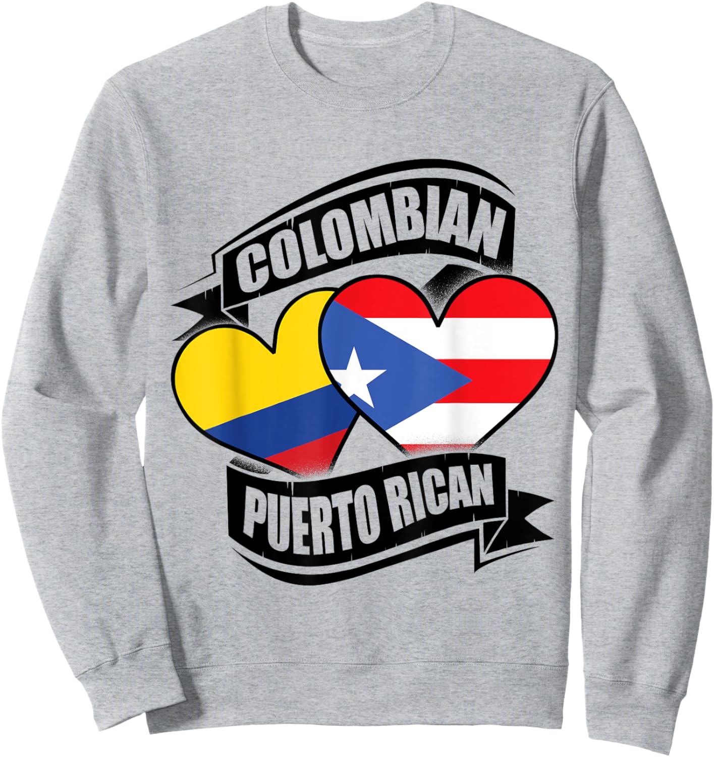 Colombian Puerto Rican Hearts Colombia Puerto Rico Flags Sweatshirt - Sweatshirt | Ash