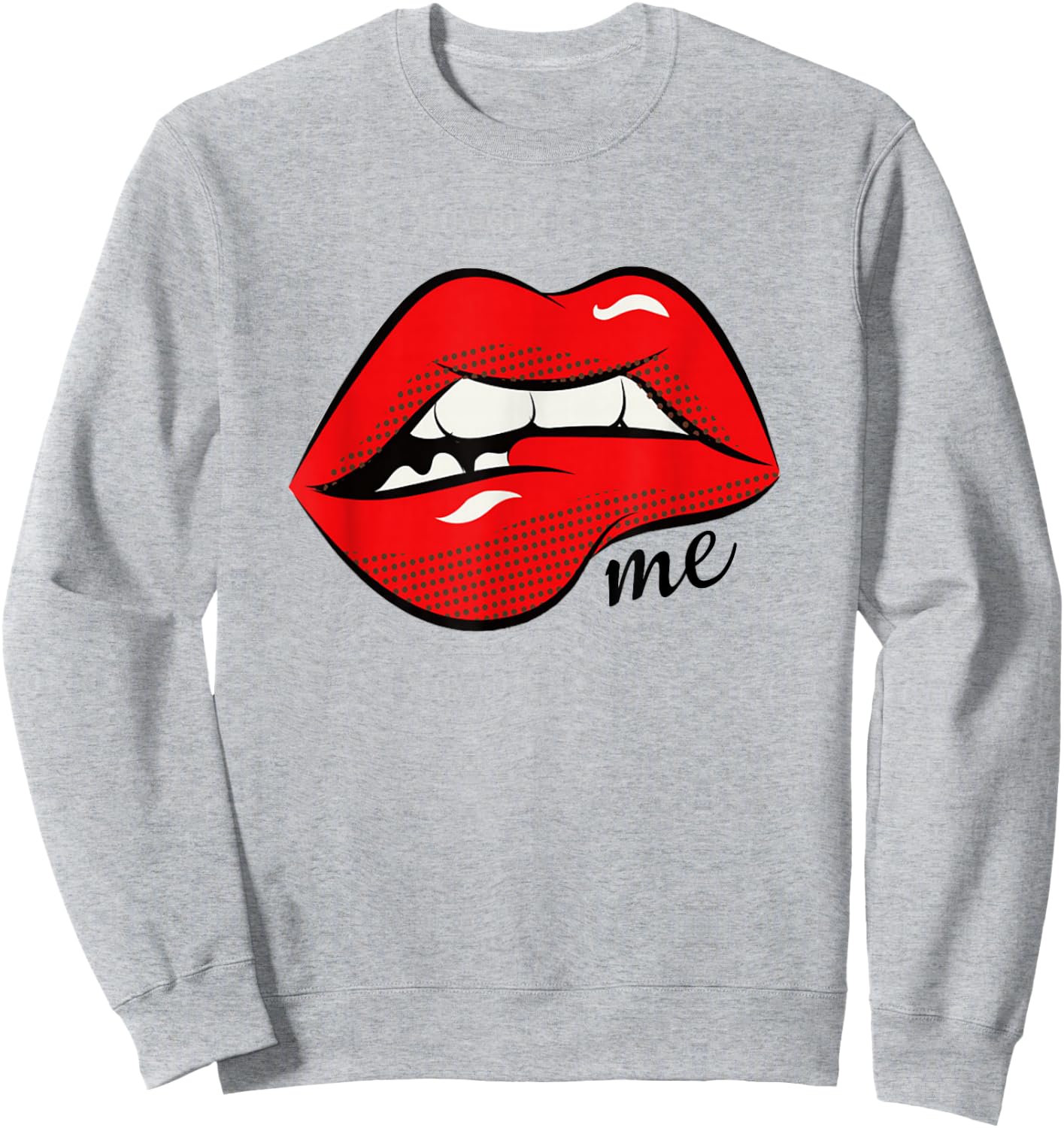 Bites Me Lip Biting Sexy Lips Pattern Funny Idiom Sweatshirt - Sweatshirt | Ash