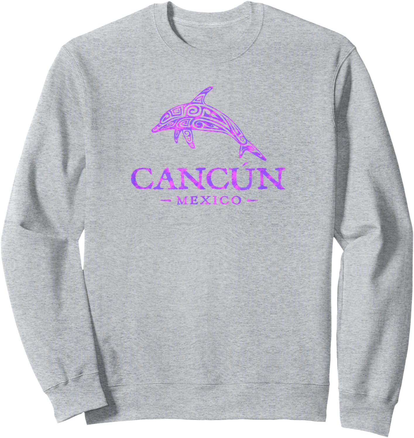 Vintaga Cancun Mexico Souvenir Dolphin Boys Retro Sweatshirt - Sweatshirt | Ash