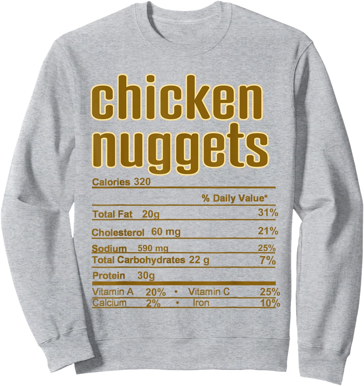 Thanksgiving Christmas Chicken Nuggets Nutrition Fact Sweatshirt - Sweatshirt | Ash