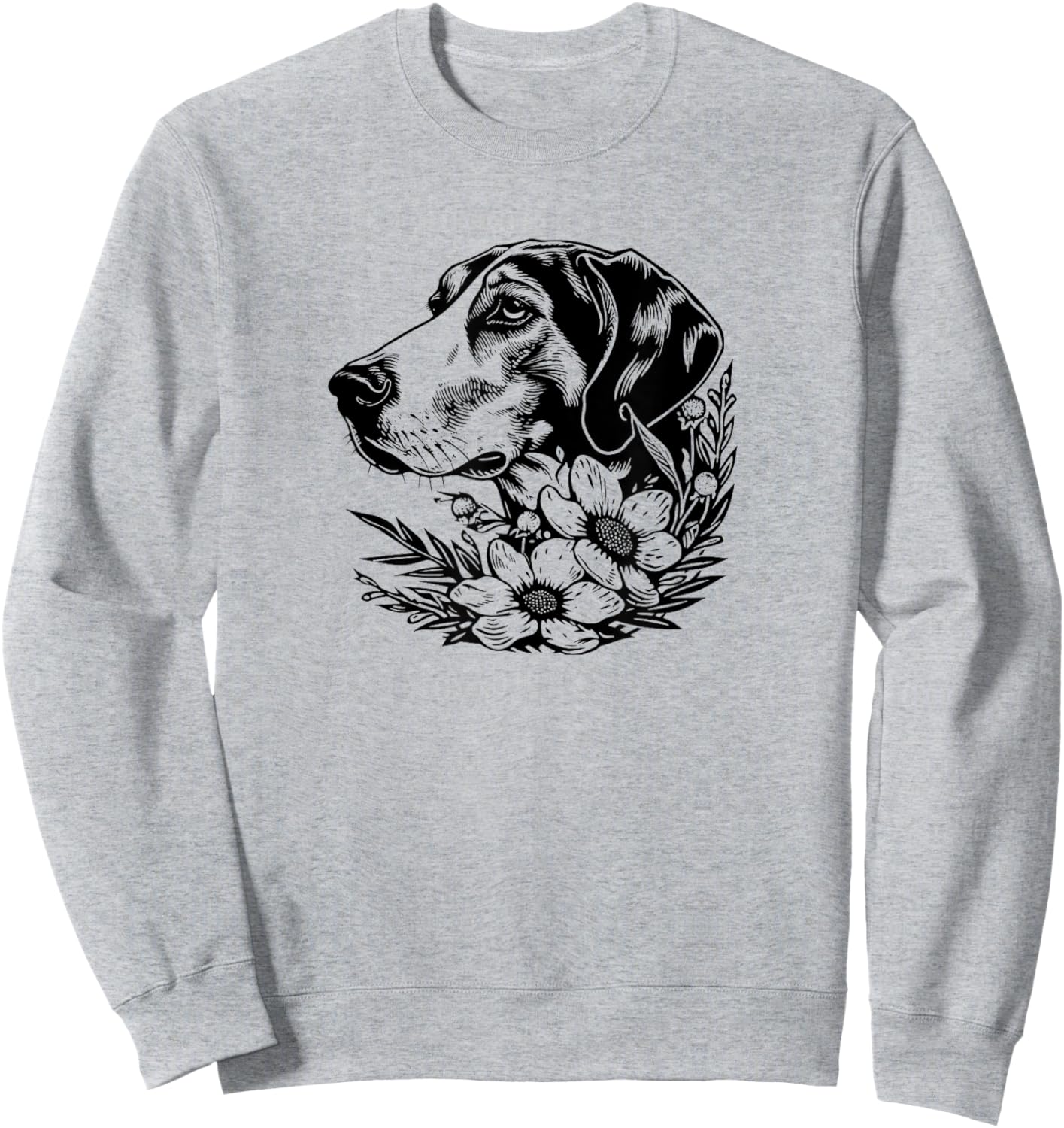 Cute Floral Illustration Art American Foxhound Lover Sweatshirt - Sweatshirt | Ash