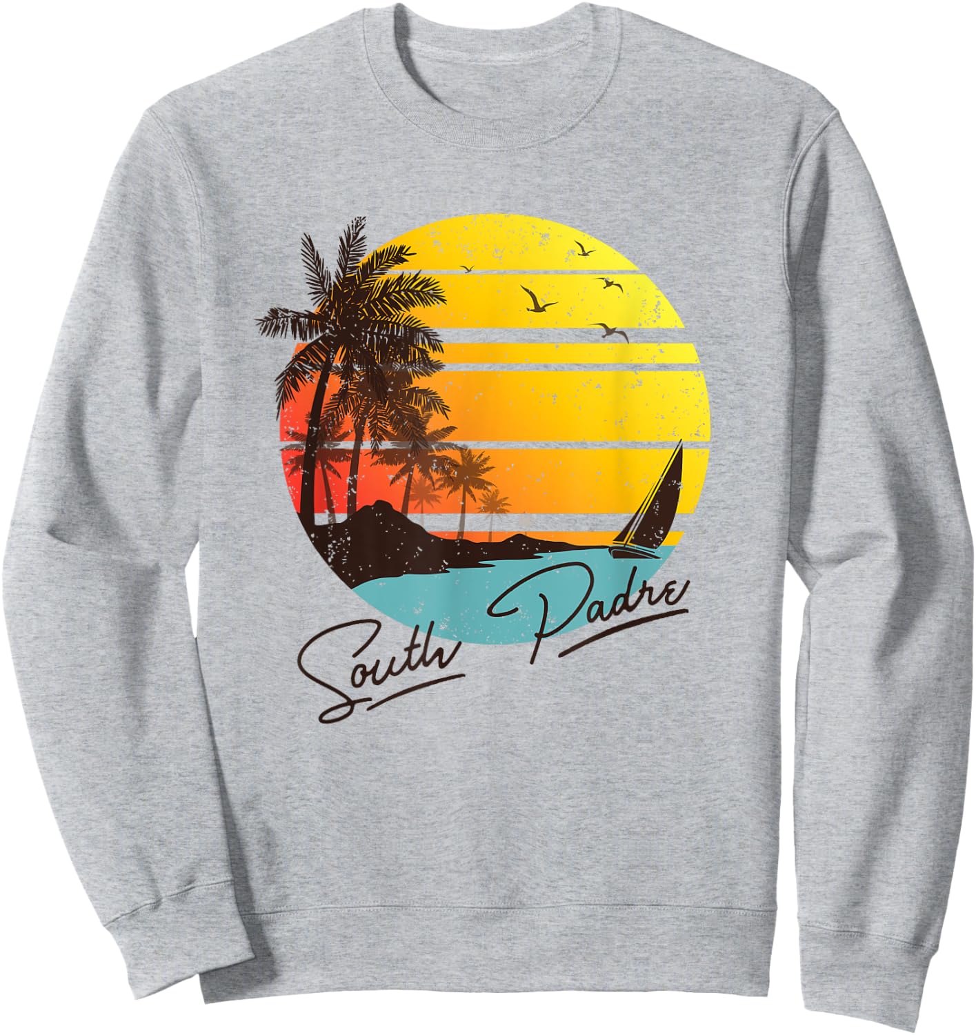 South Padre Island Texas Retro Summer Tropical Beach Sweatshirt - Sweatshirt | Ash