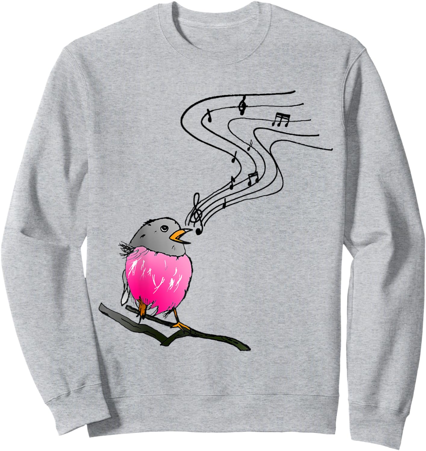 Singing bird classical music notes musician robin bird lover Sweatshirt - Sweatshirt | Ash