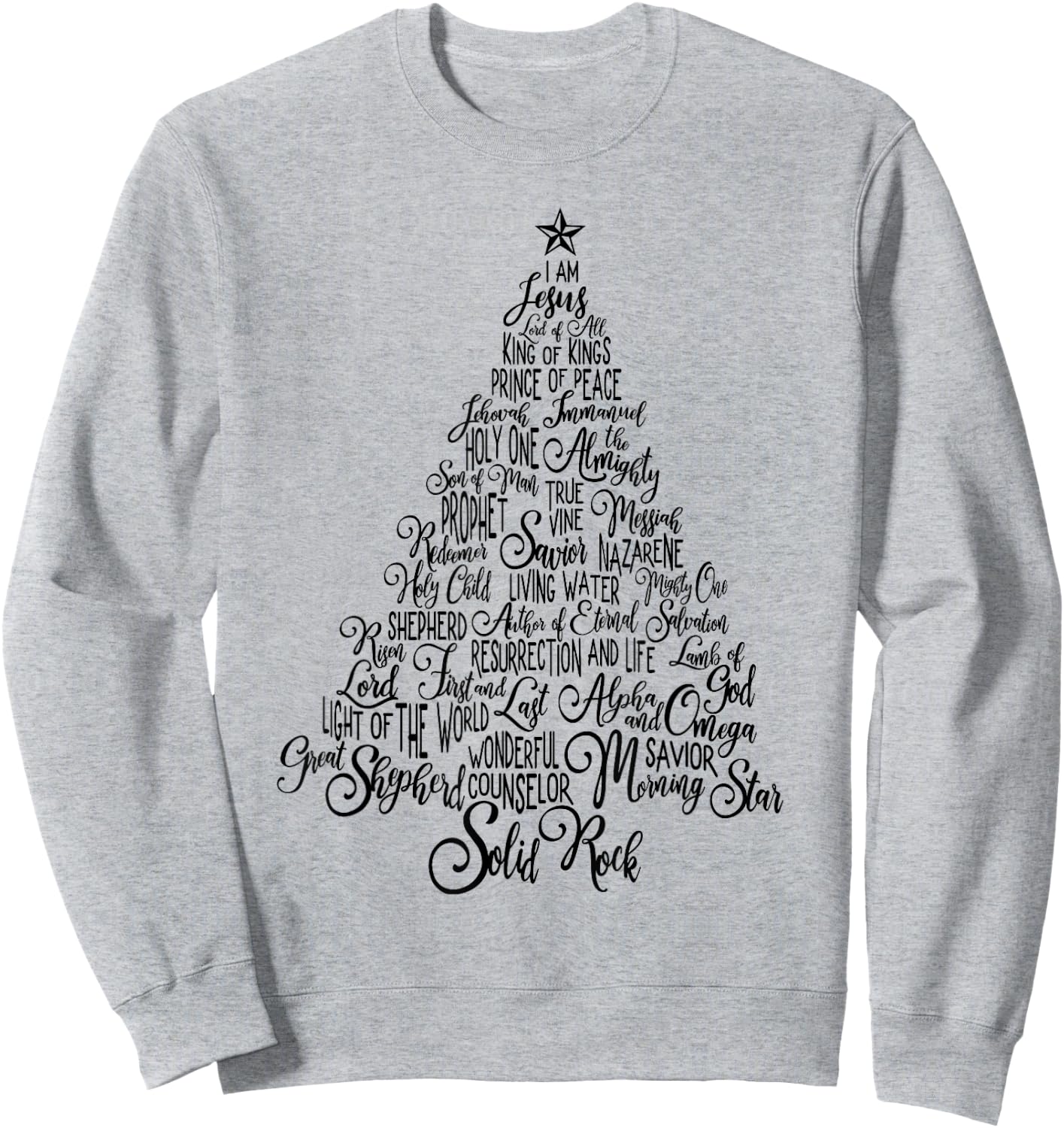 Names Of Jesus Christmas Tree Gift Amazing Xmas Tree Gift Sweatshirt - Sweatshirt | Ash