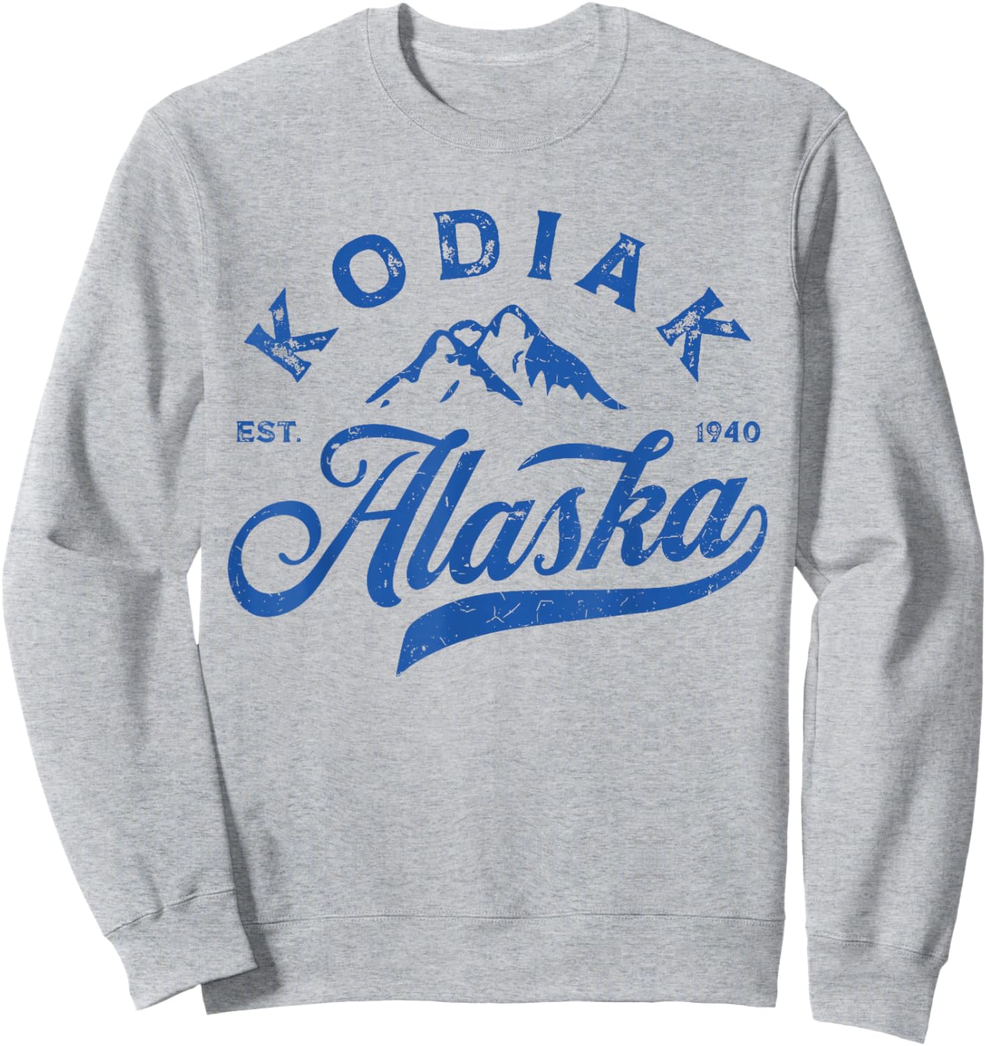 Vintage Kodiak Alaska AK Mountains Family Vacation Souvenir Sweatshirt - Sweatshirt | Ash