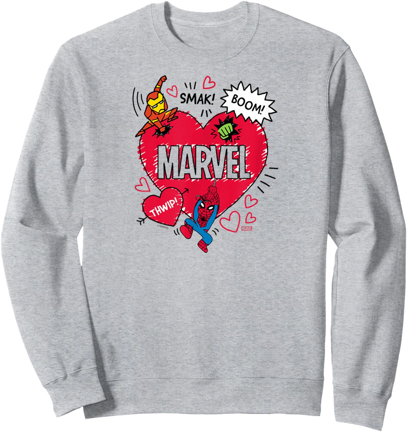 Marvel - Scribble Valentine's Day Sweatshirt - Sweatshirt | Ash