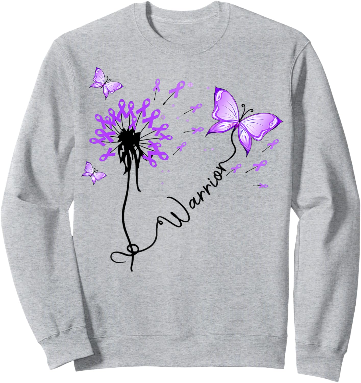 Pancreatic Cancer Warrior Pancreatic Cancer Purple Ribbon Sweatshirt - Sweatshirt | Ash
