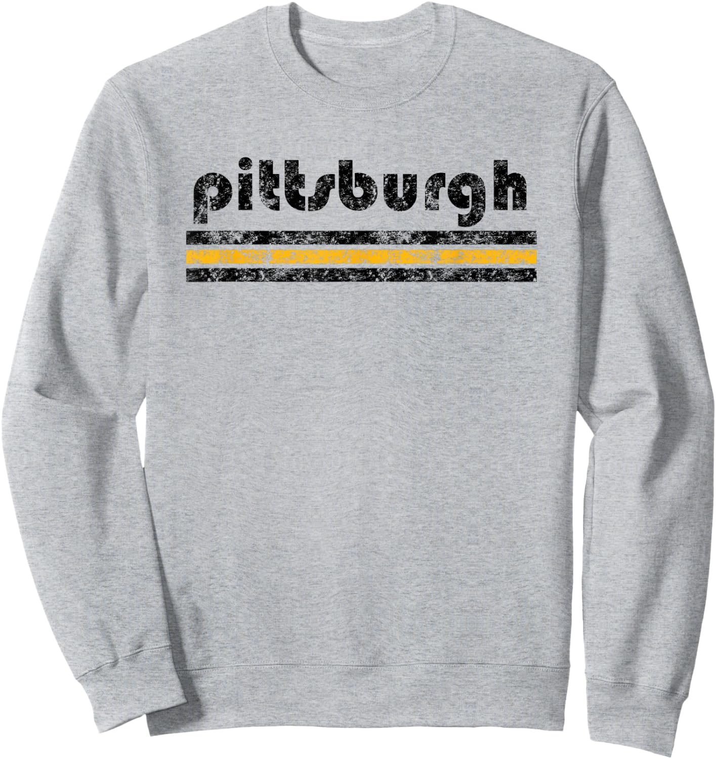 Pittsburgh Pennsylvania Retro Three Stripe Vintage Sweatshirt - Sweatshirt | Ash