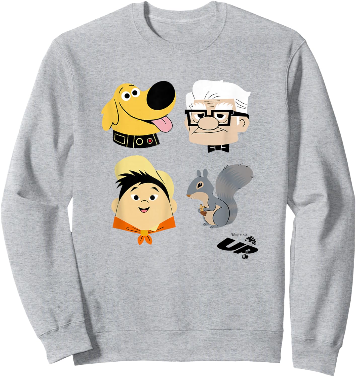 Disney Pixar Up Carl Russell Dug & Squirrel Group Shot Sweatshirt - Sweatshirt | Ash