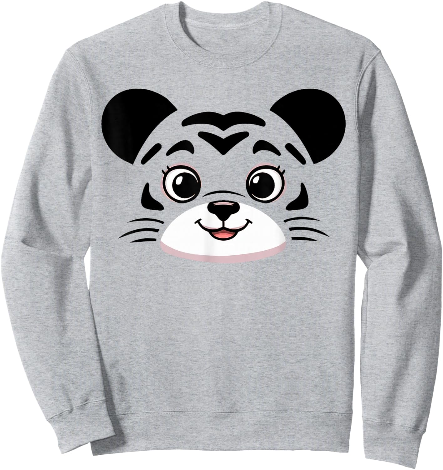 Tiger Costume Cute Rubber Tiger Face Halloween Men Women Kid Sweatshirt - Sweatshirt | Ash