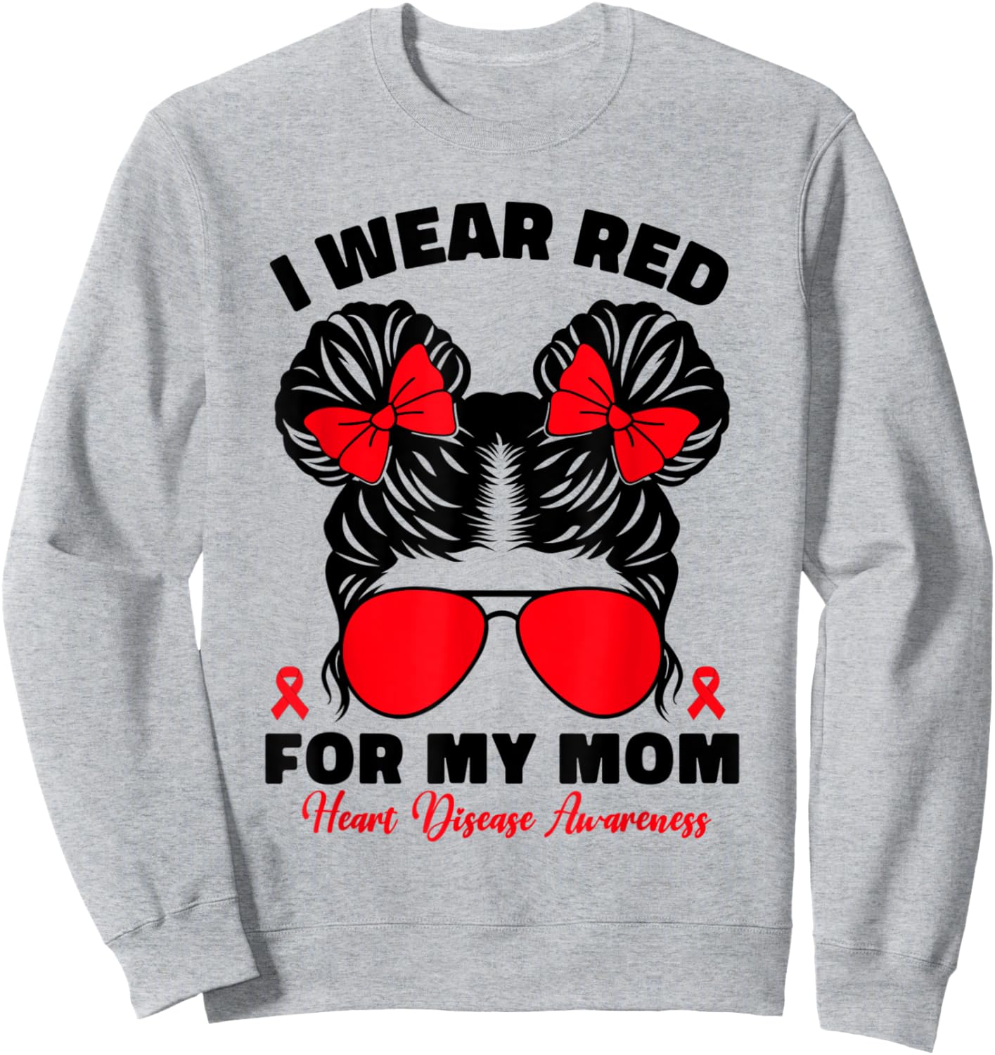 I Wear Red For My Mom Heart Disease Awareness For Kids Girls Sweatshirt - Sweatshirt | Ash