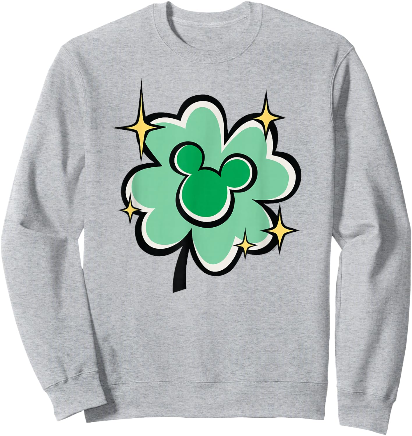 Disney St. Patrick's Day Mickey Mouse Lucky Four-Leaf Clover Sweatshirt - Sweatshirt | Ash