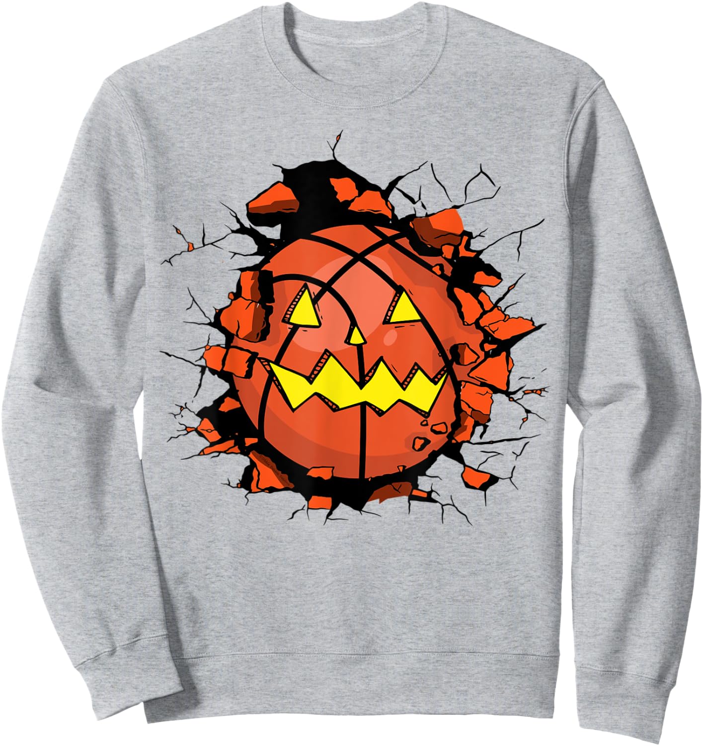 Halloween Basketball Jack o Lantern Basketball Halloween Sweatshirt - Sweatshirt | Ash
