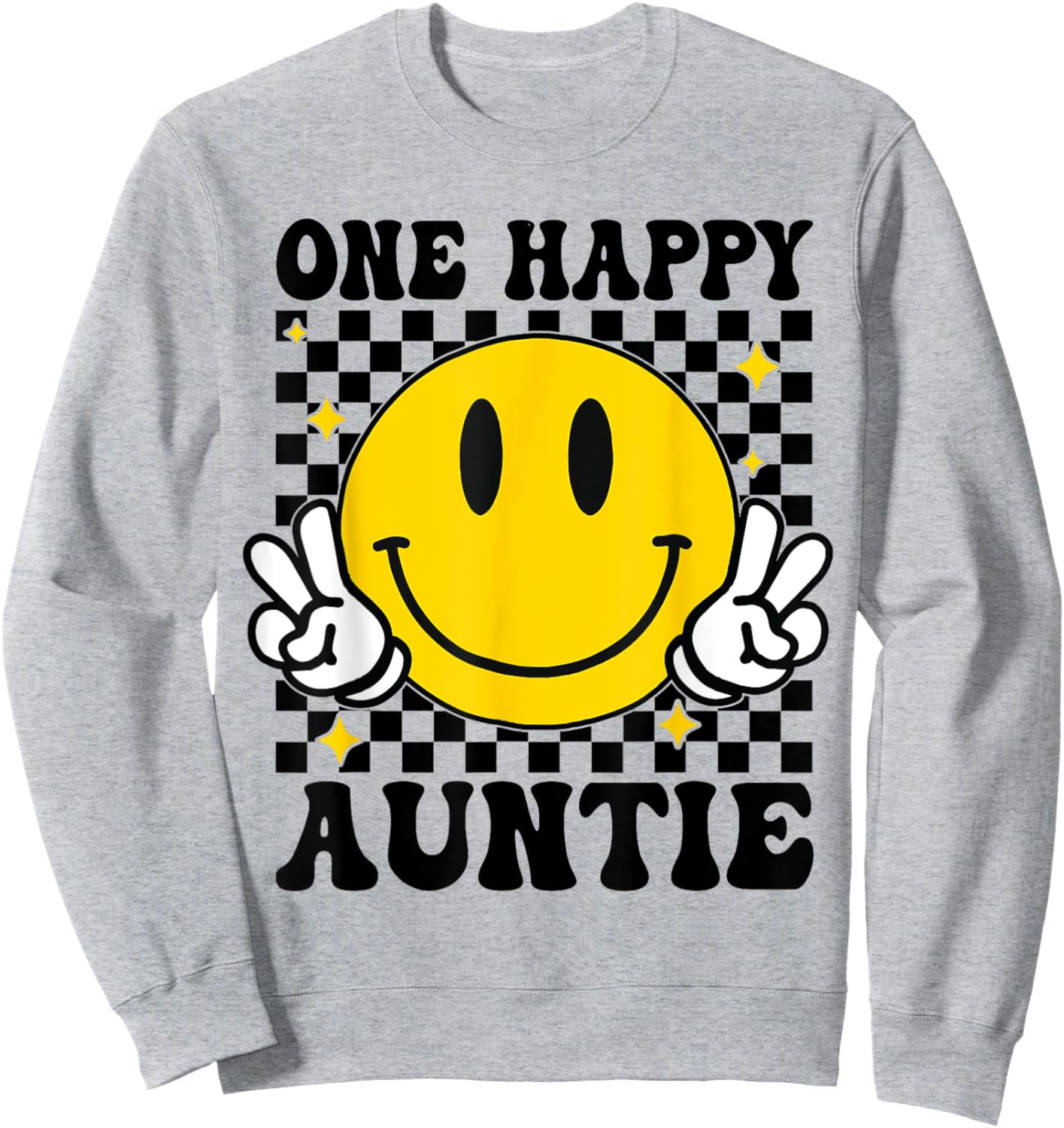 One Happy Dude Auntie happy face 1st Birthday Family Sweatshirt - Sweatshirt | Ash