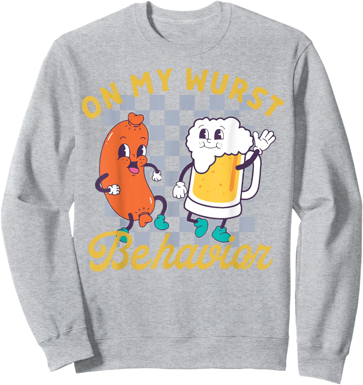 On My Wurst Behavior Sausage and Beer Sweatshirt - Sweatshirt | Ash