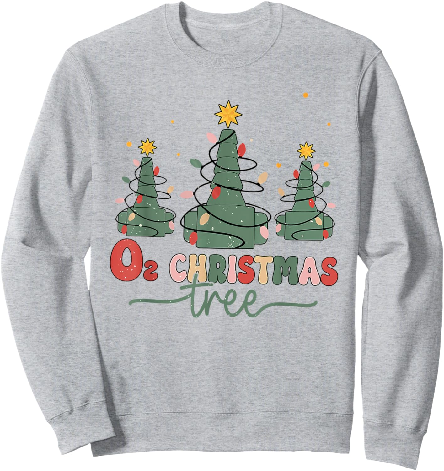 Respiratory Therapist Christmas Gifts Retro Oh Christmas Tree Funny Nurse RT , Women's Blue Small Classic Fit Short Sleeve Polyester 100% Stretchable Sweatshirt - Sweatshirt | Ash