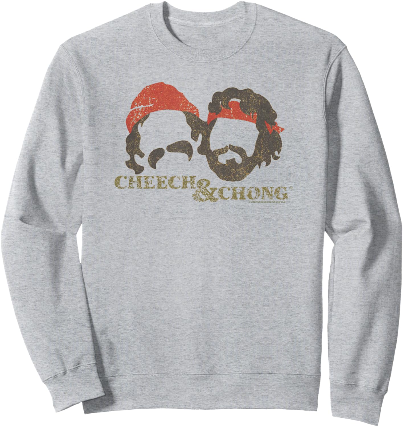 Cheech & Chong Faces Outlines Distressed Effect Sweatshirt - Sweatshirt | Ash