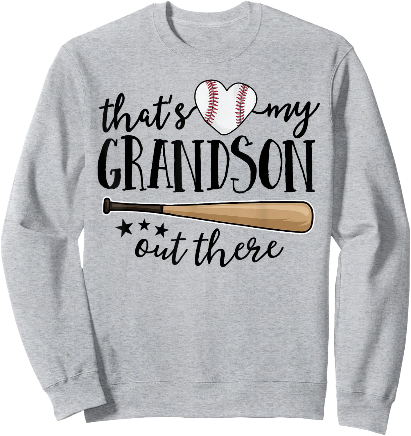 That's My Grandson Out There Gift Women Baseball Grandma Sweatshirt - Sweatshirt | Ash