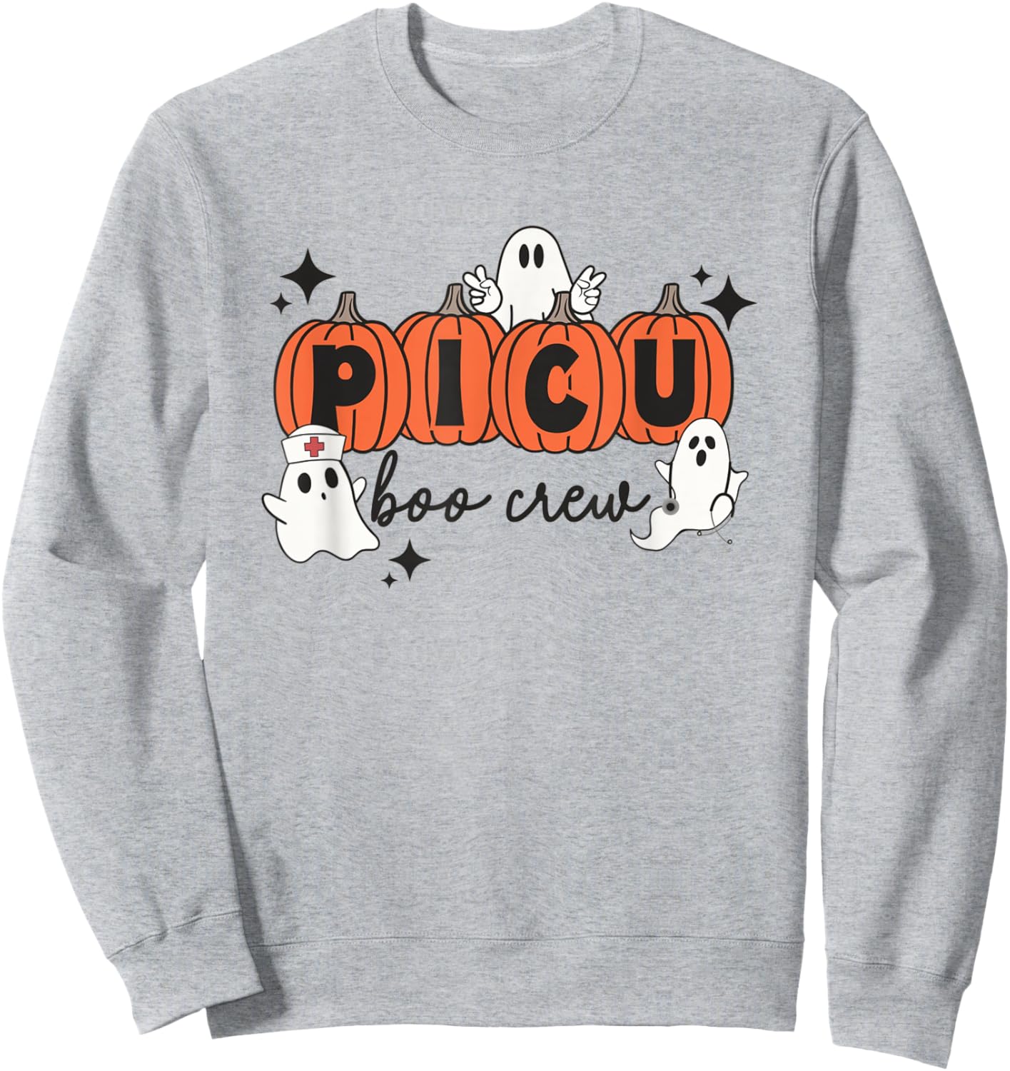 Halloween PICU Boo Crew Spooky PICU Nurse Squad Hospital Sweatshirt - Sweatshirt | Ash