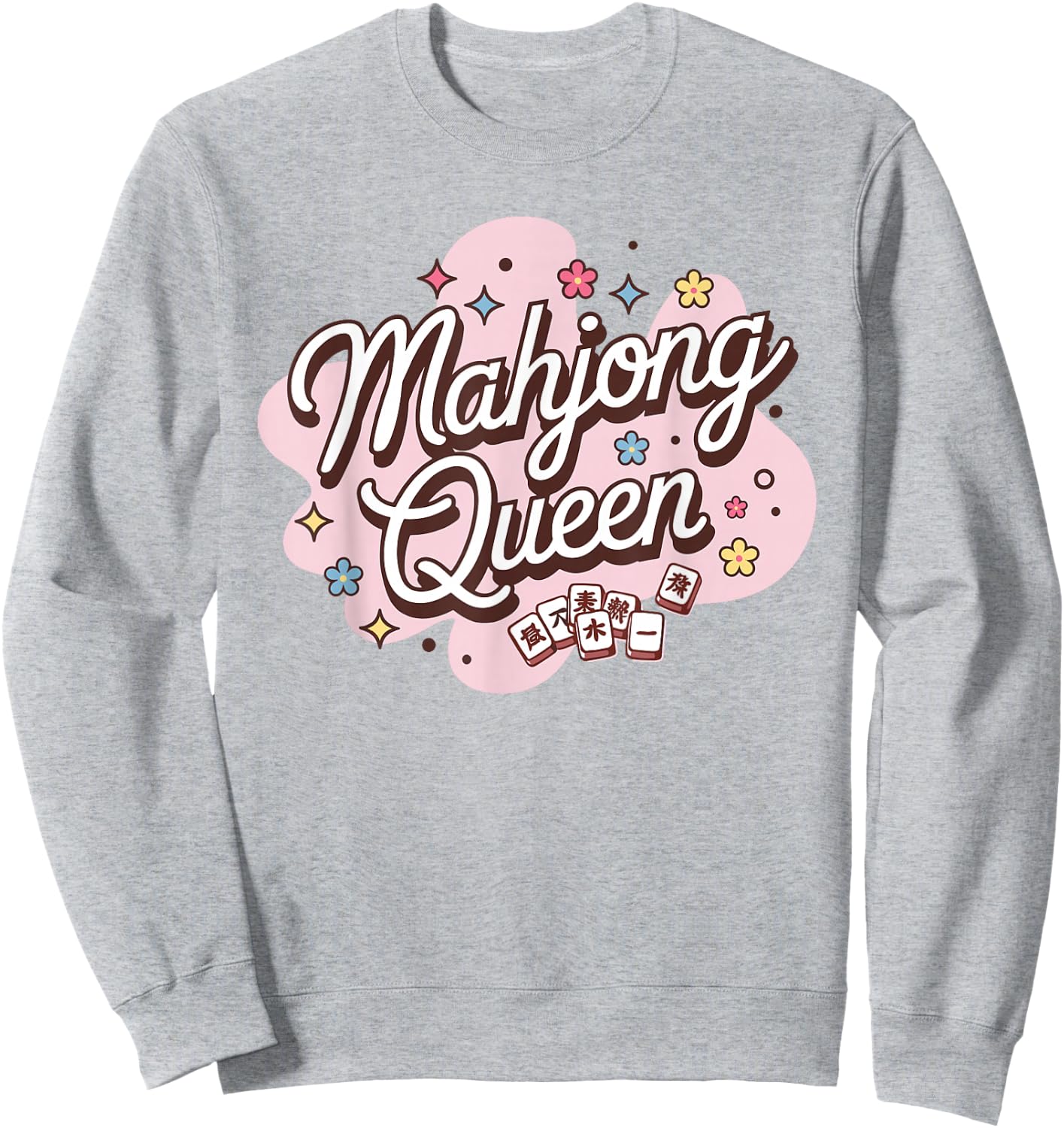 Mahjong Queen Retro Vintage Mah Jongg Player Sweatshirt - Sweatshirt | Ash