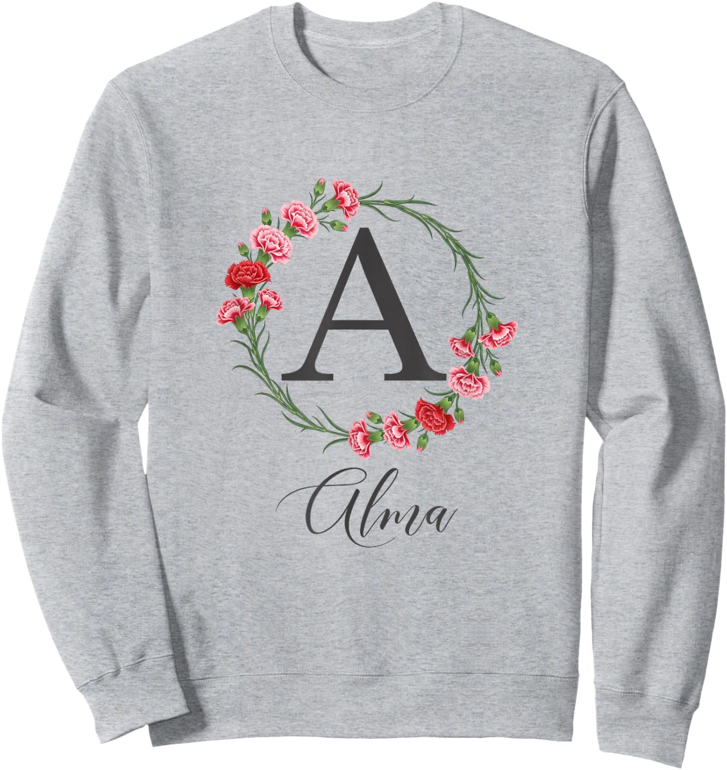 Floral Alma Nom Fleurs Nom Personnalisé Alma Sweatshirt - Sweatshirt | Ash