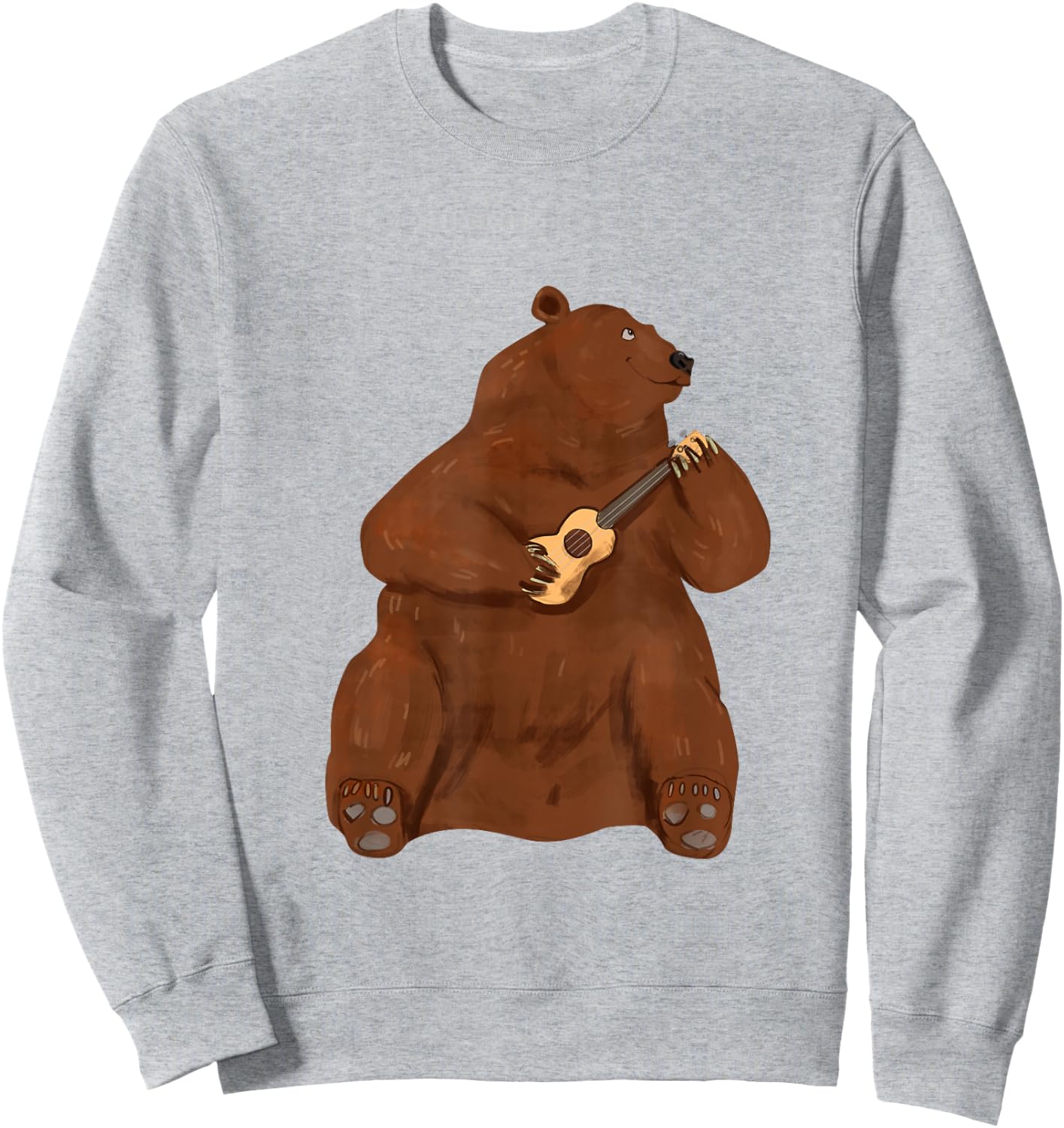 Grizzly Brown Bear Ukulele Guitar - Guitarist Uke Sweatshirt - Sweatshirt | Ash