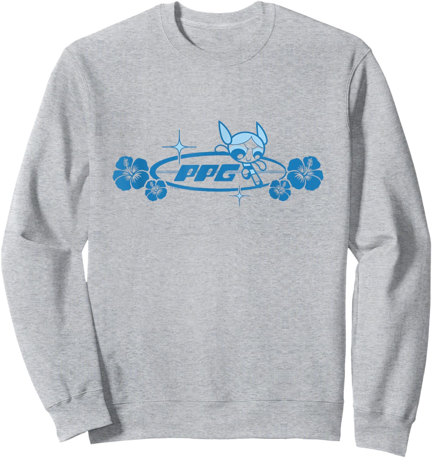 The Powerpuff Girls PPG Bubbles Retro Surf Logo Sweatshirt - Sweatshirt | Ash