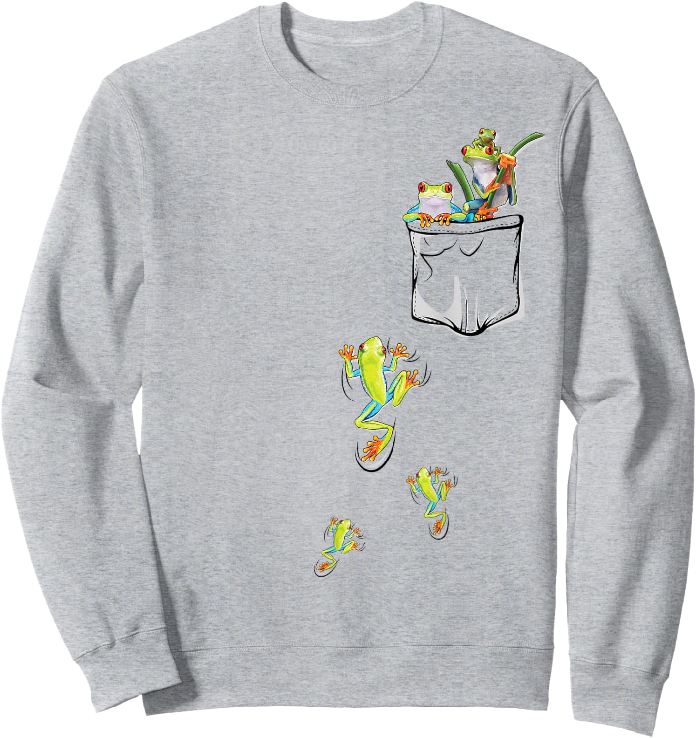 Frog Lover | Cute Frog Pocket for Kids Frog Sweatshirt - Sweatshirt | Ash