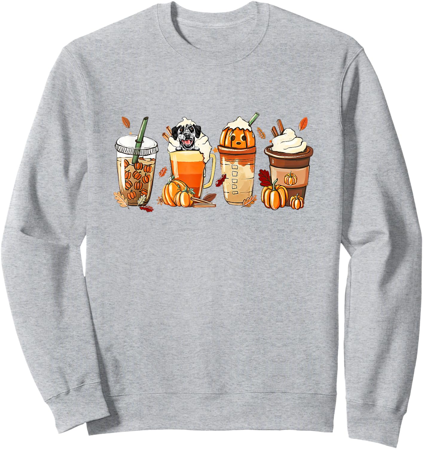 Dalmatian Lover Pumpkin Spice Fall Coffee Thanksgiving Sweatshirt - Sweatshirt | Ash