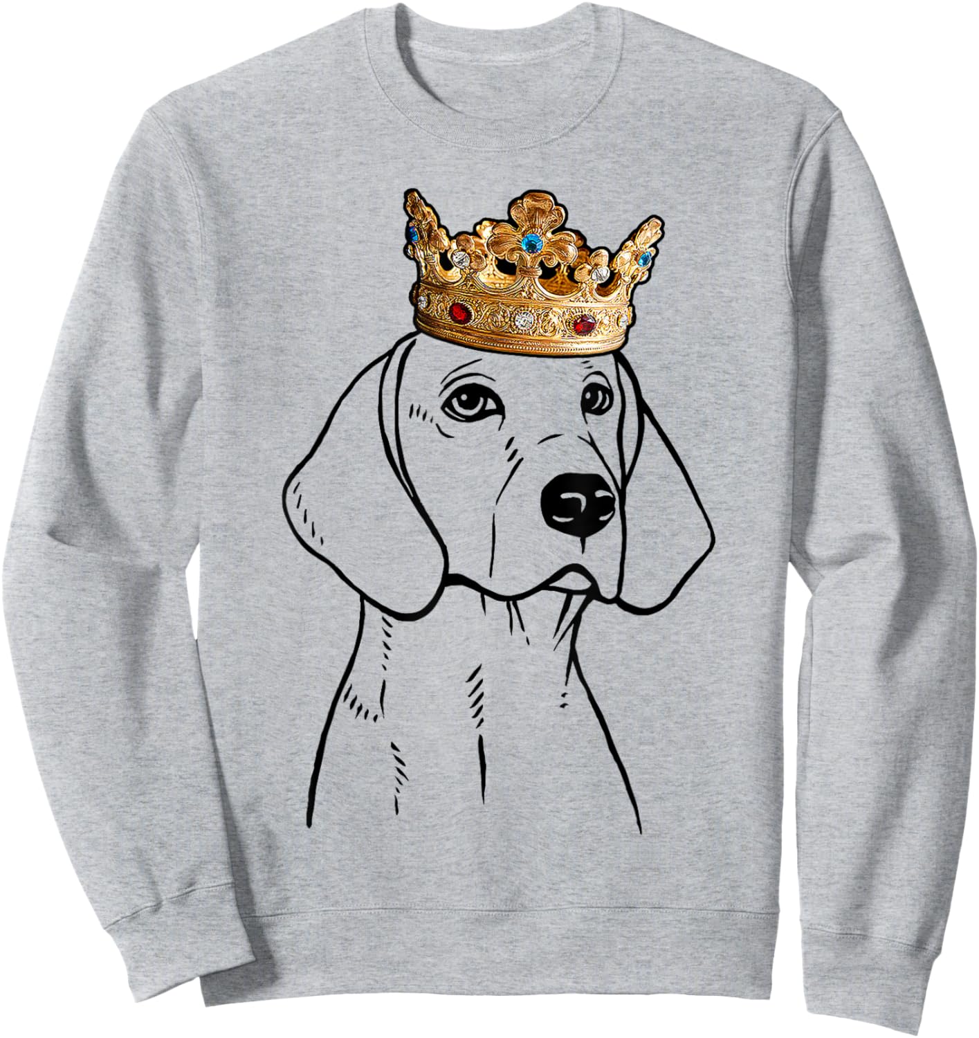 American Foxhound Dog Wearing Crown Men Women Kids Sweatshirt - Sweatshirt | Ash