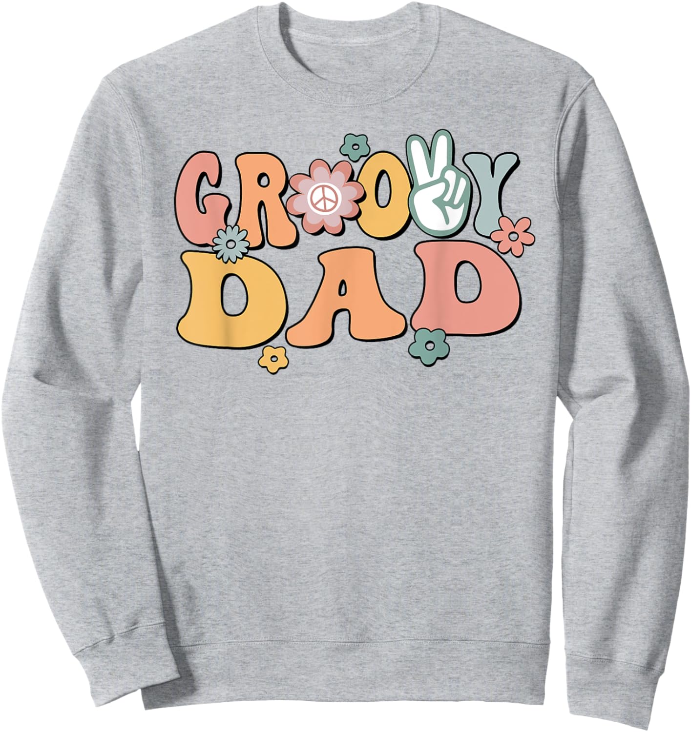 Groovy Dad Retro Father Matching Family 1st Birthday Party Sweatshirt - Sweatshirt | Ash