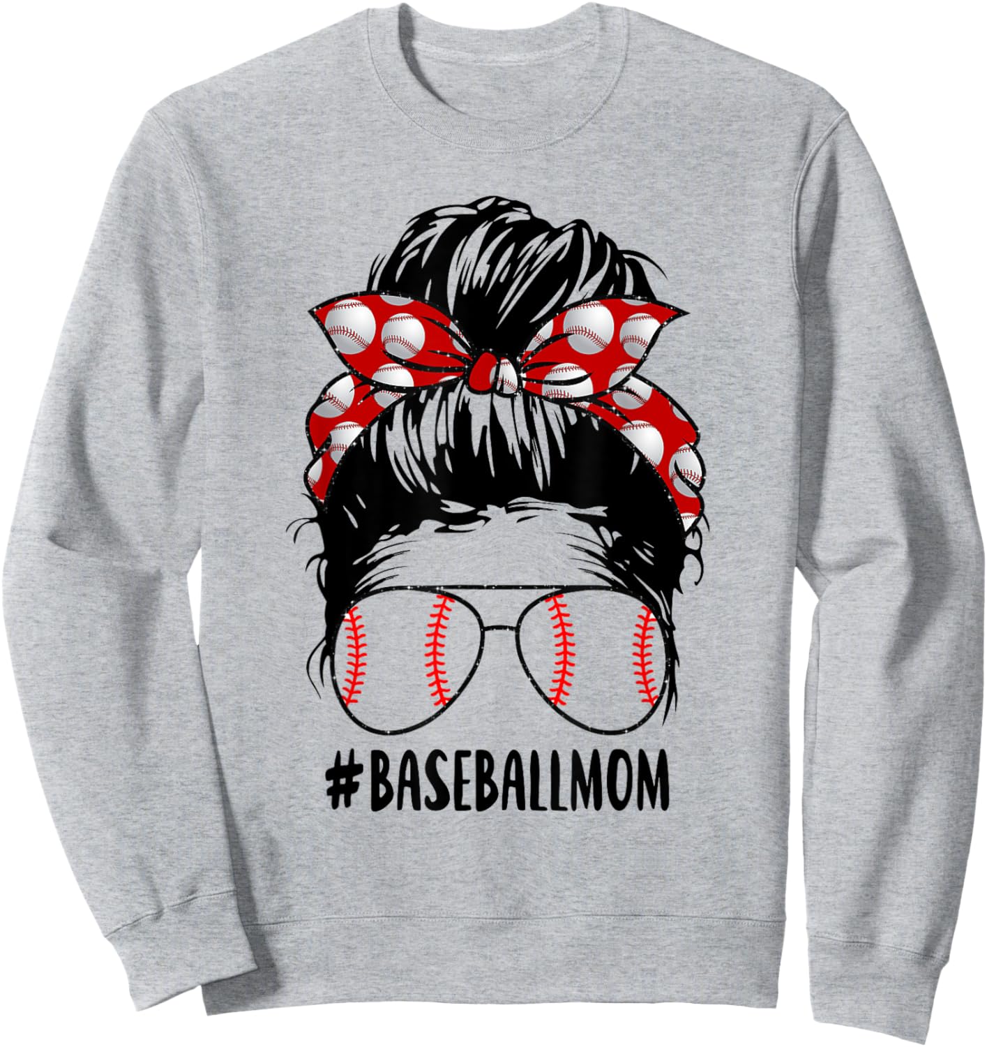 Baseball Mom Hair Baseball Sunglasses Sweatshirt - Sweatshirt | Ash