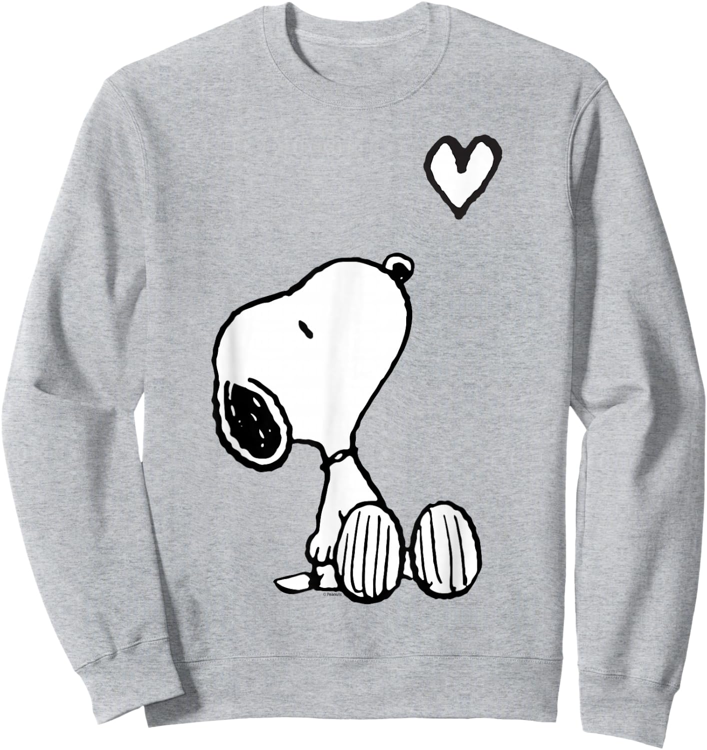 Peanuts Valentine Snoopy Sitting Heart Sweatshirt - Sweatshirt | Ash