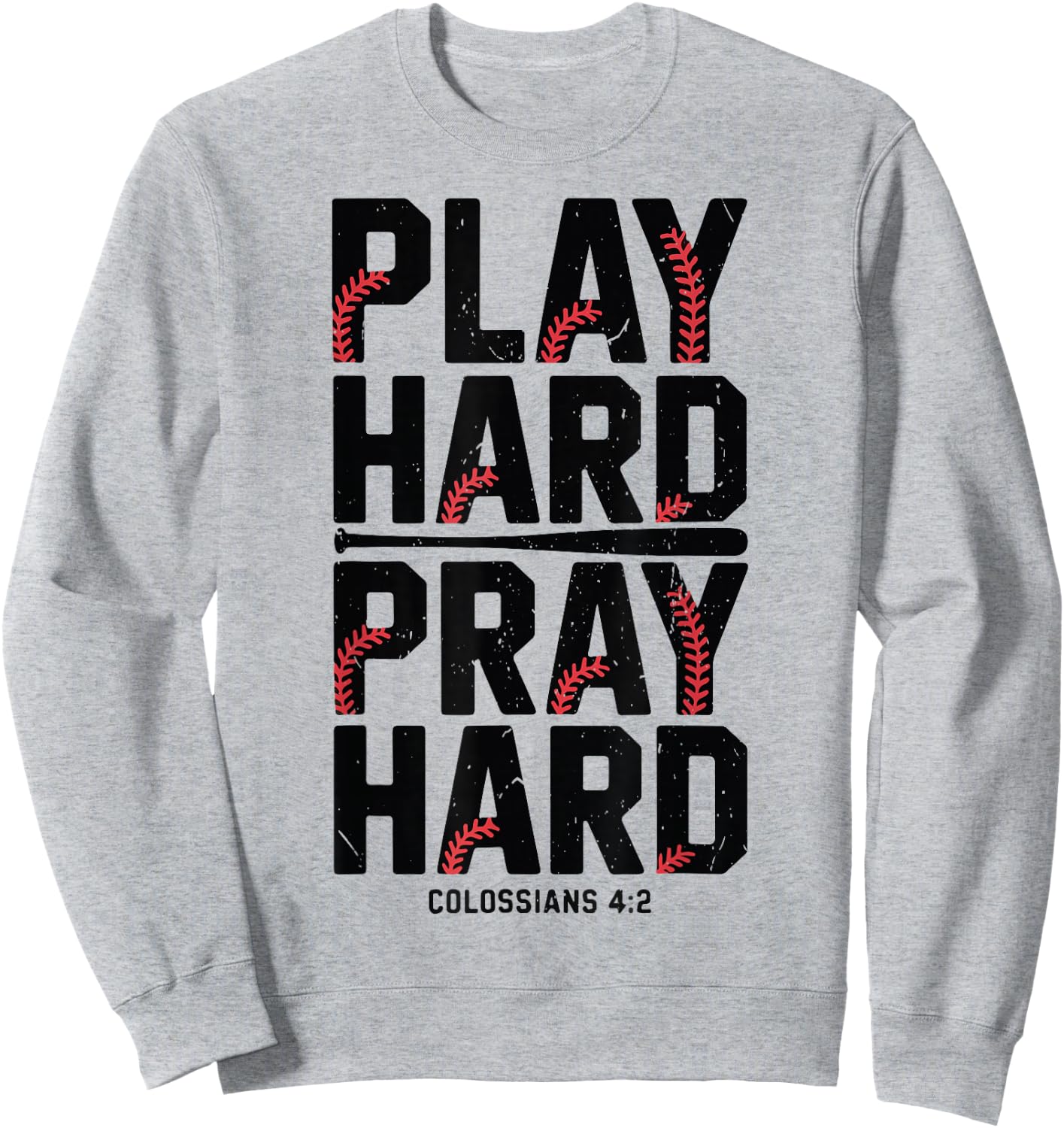Play Hard Pray Hard Christian Baseball Boy Youth Jesus Gift Sweatshirt - Sweatshirt | Ash