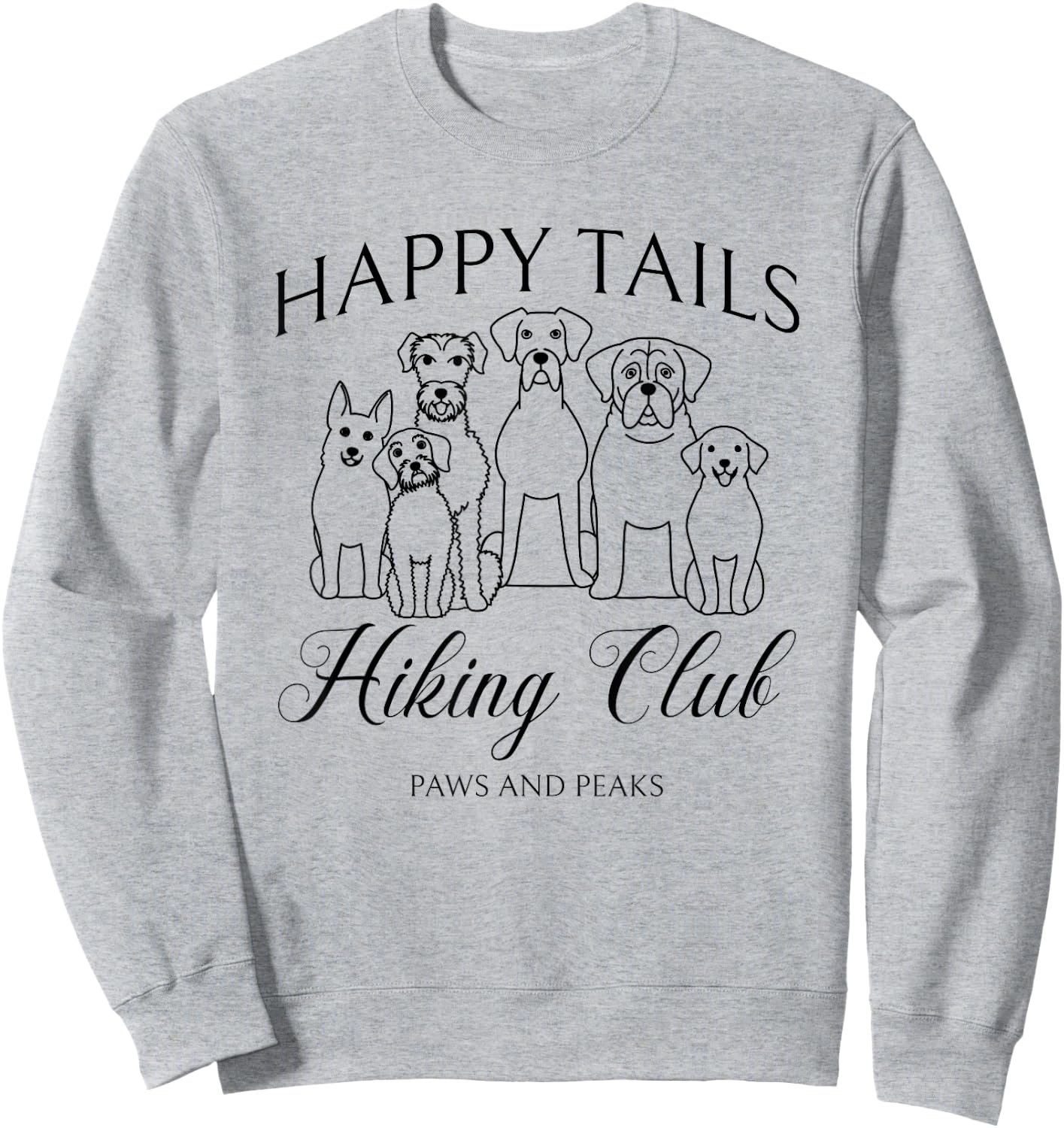 Happy Tails Dog Hiking Club Mountain Adventure Outdoors Sweatshirt - Sweatshirt | Ash
