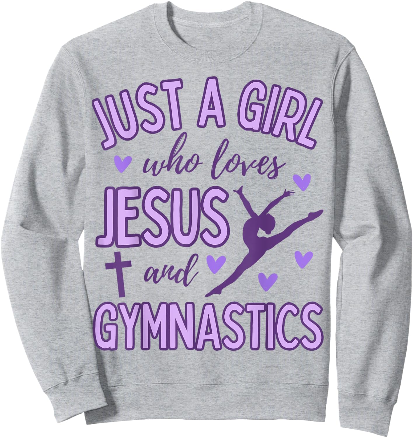 Just A Girl Who Loves Jesus and Gymnastics Christian Purple Sweatshirt - Sweatshirt | Ash