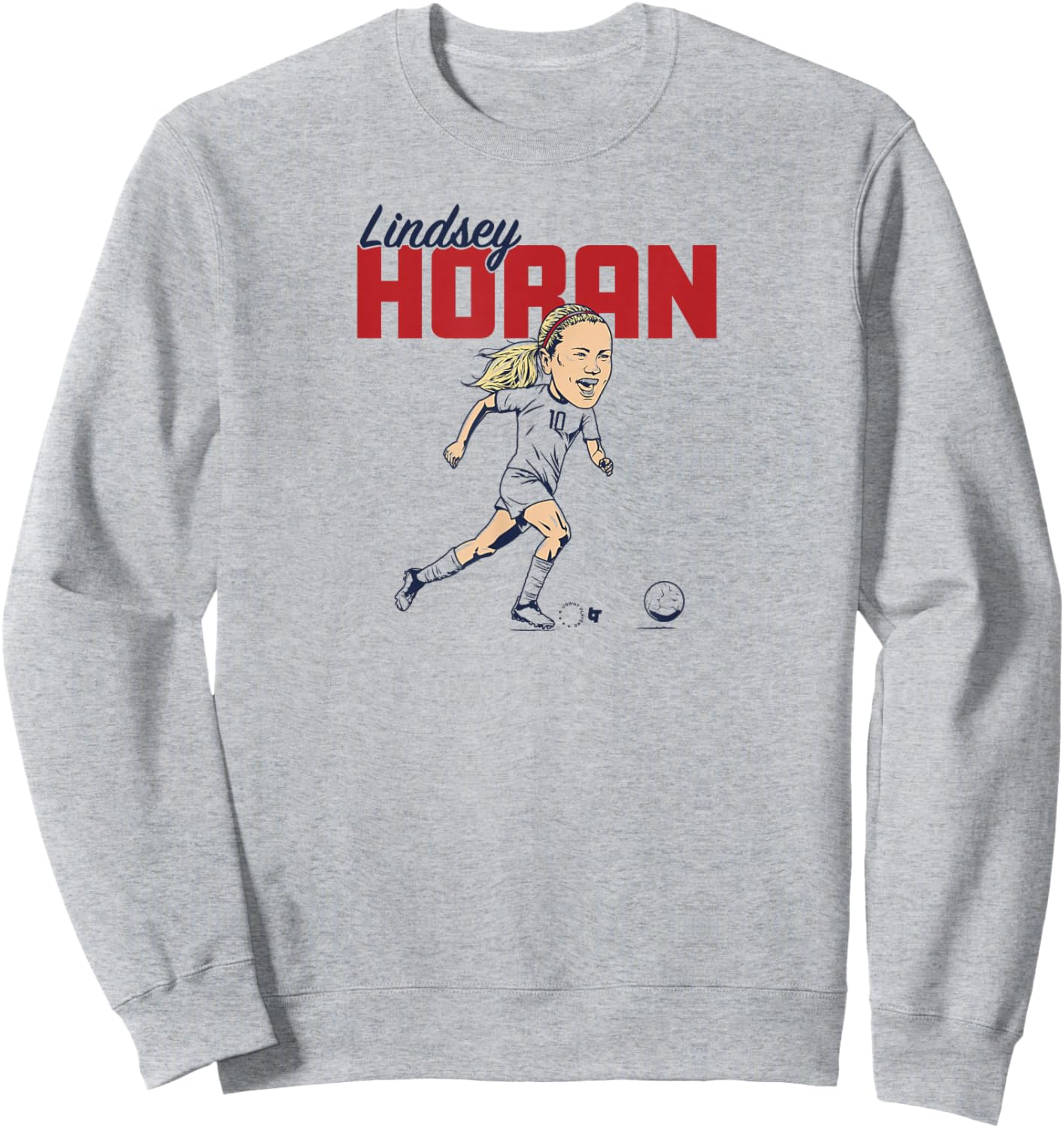 Lindsey Horan: Caricature - USWNT Players Association Soccer Sweatshirt - Sweatshirt | Ash