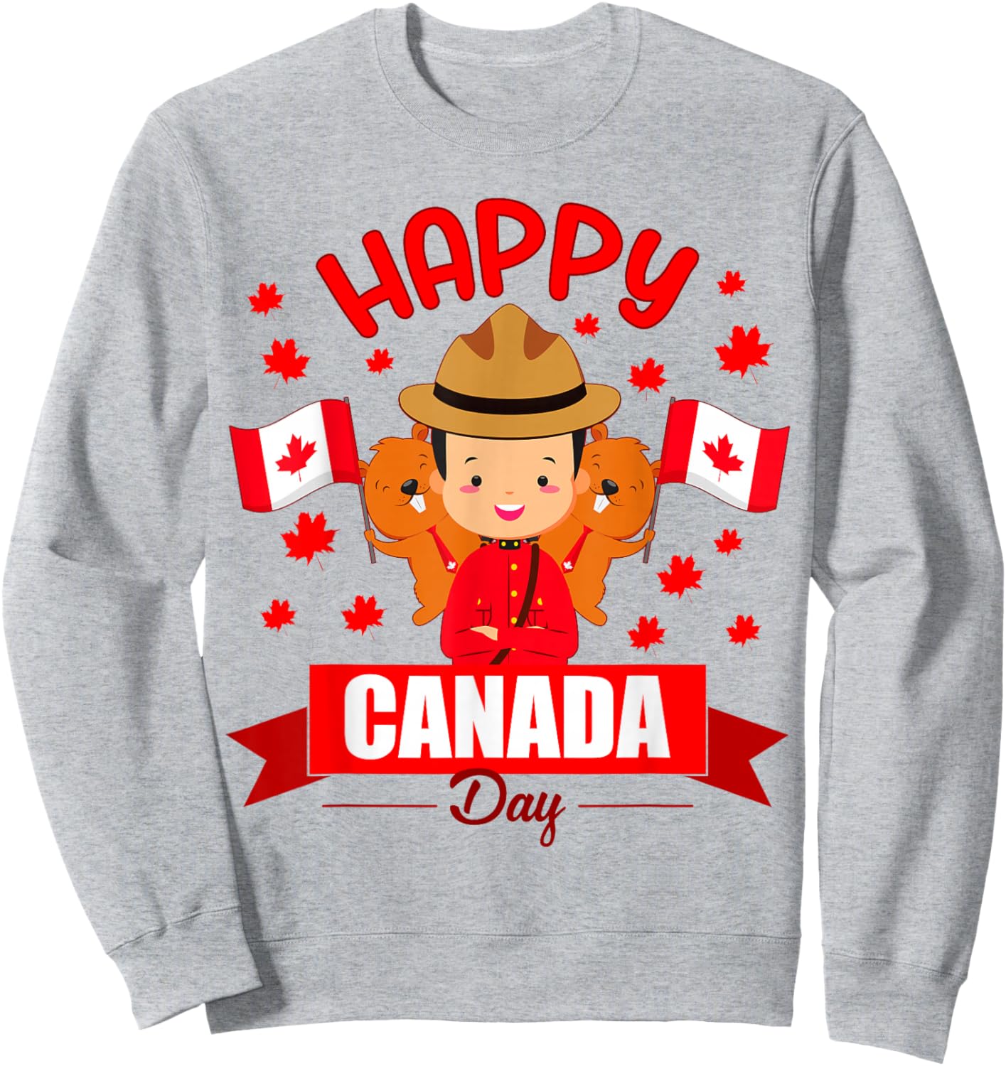 Happy Canada day Flag boys girls kids Toddler Canadian Pride Sweatshirt - Sweatshirt | Ash