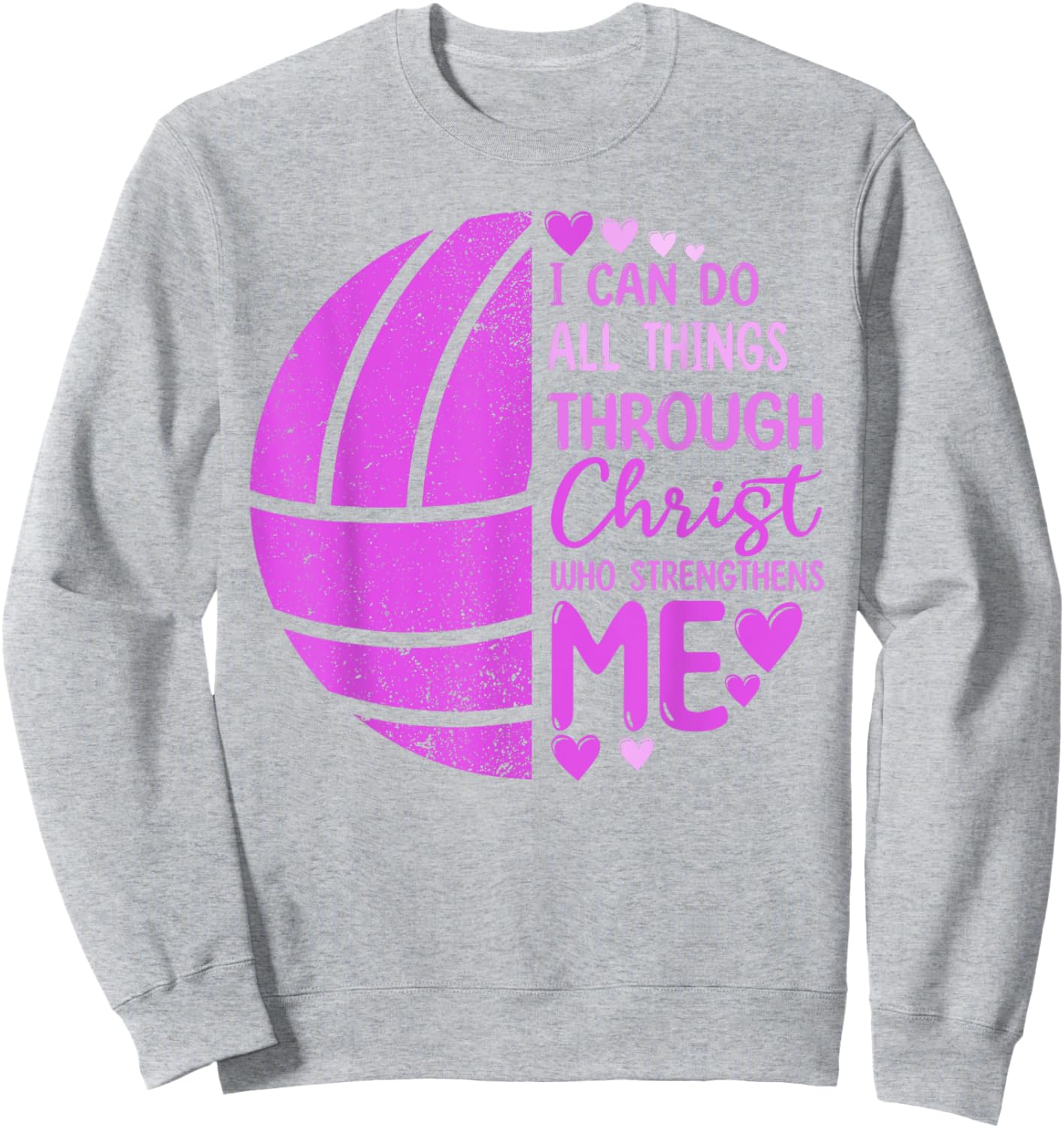Volleyball Girl Women Boy Men Funny Volleyball Christ Verse Sweatshirt - Sweatshirt | Ash
