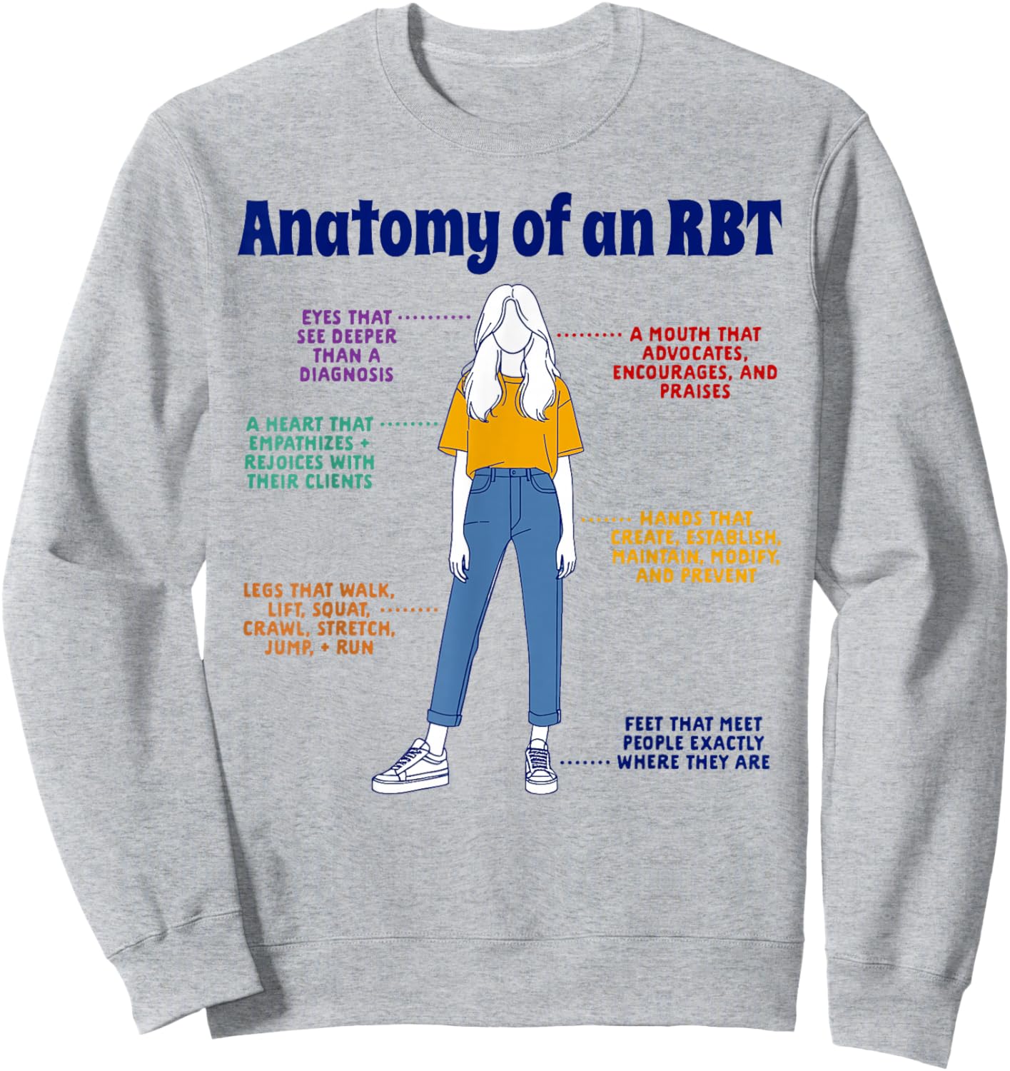 Registered Behavior Technician RBT Squad Anatomy Of An RBT Sweatshirt - Sweatshirt | Ash