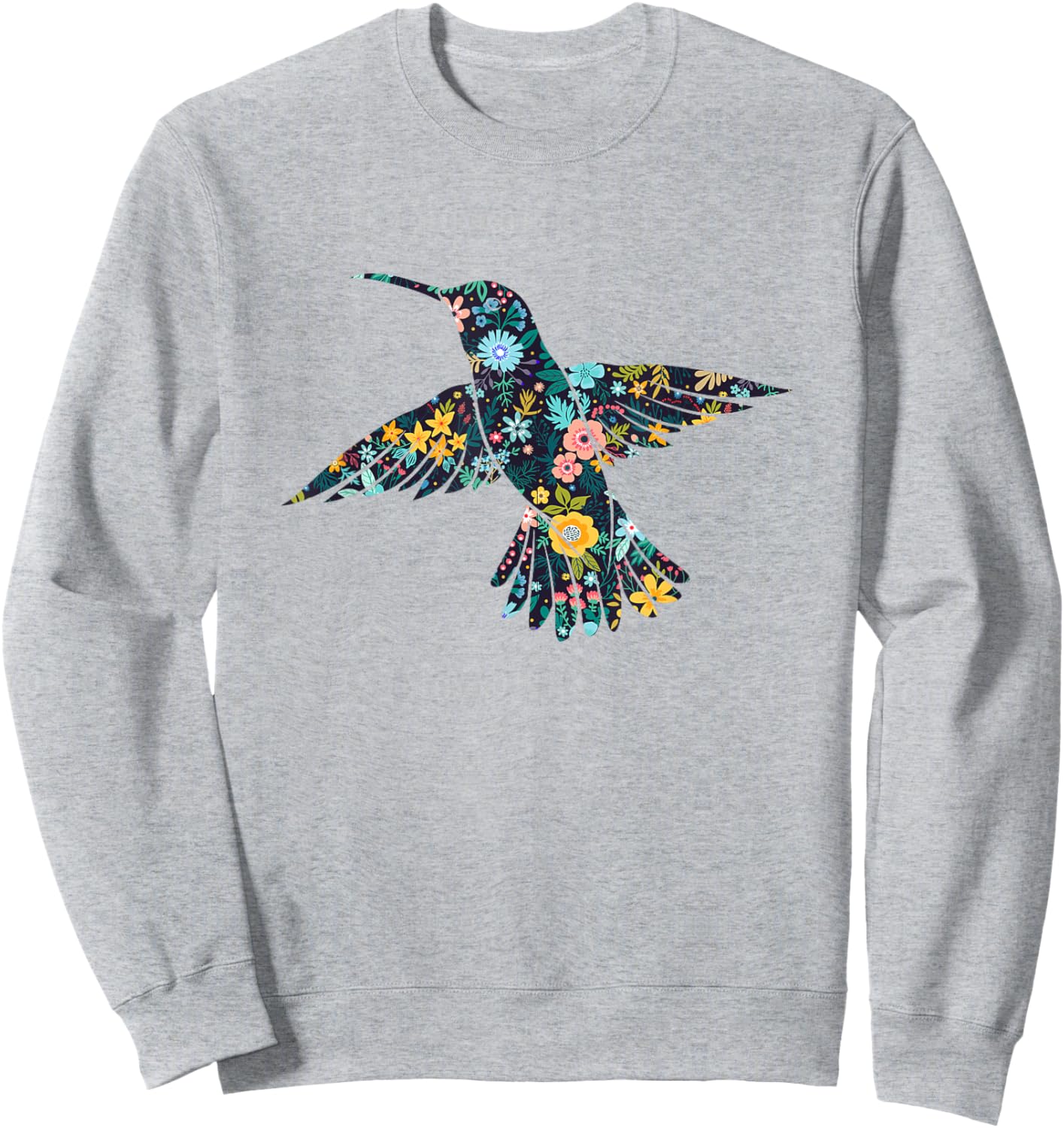 Floral Hummingbird Birds Silhouette Girls Graphic Sweatshirt - Sweatshirt | Ash