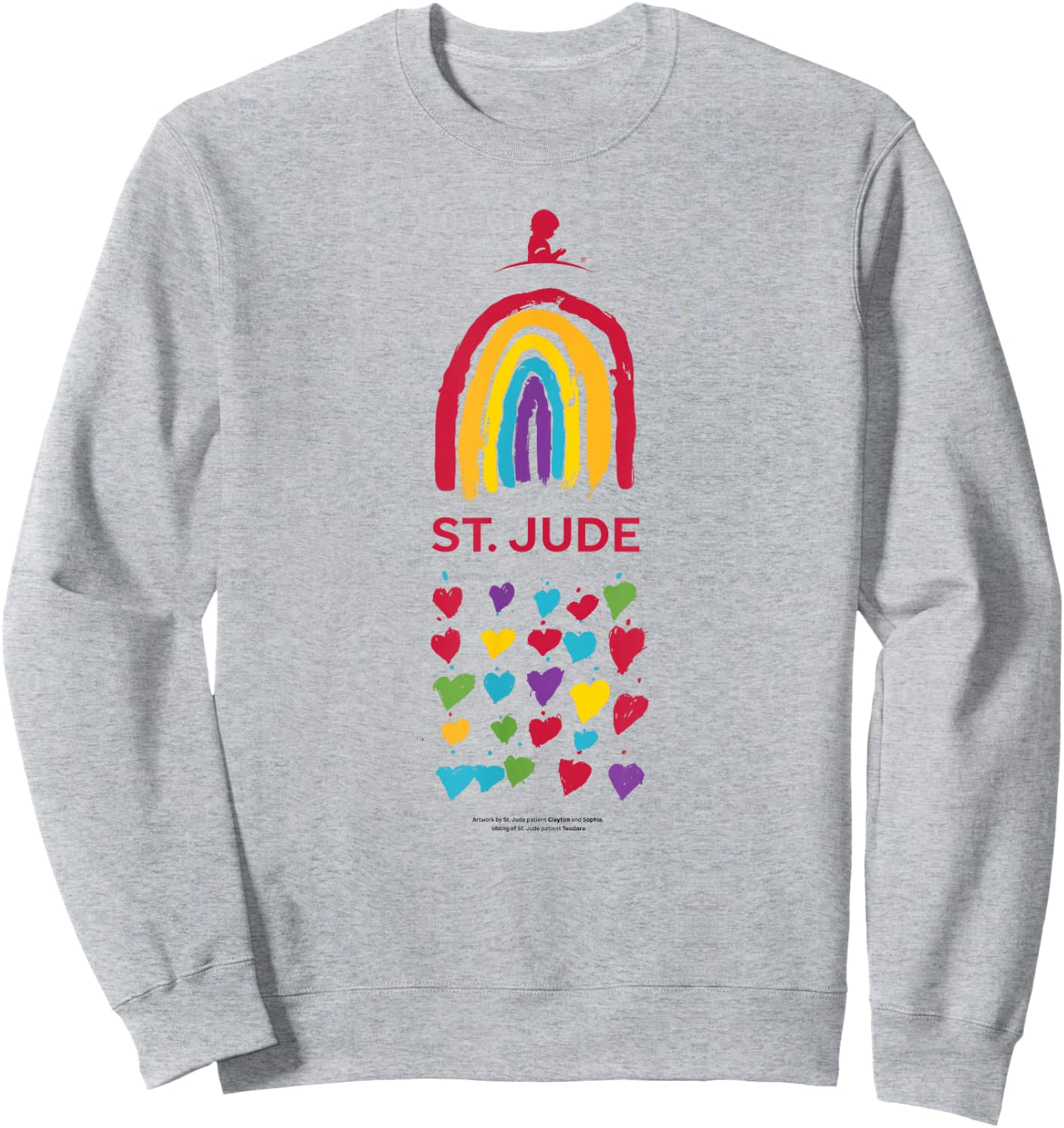 St. Jude Children's Research Hospital Rainbow & Hearts Sweatshirt - Sweatshirt | Ash