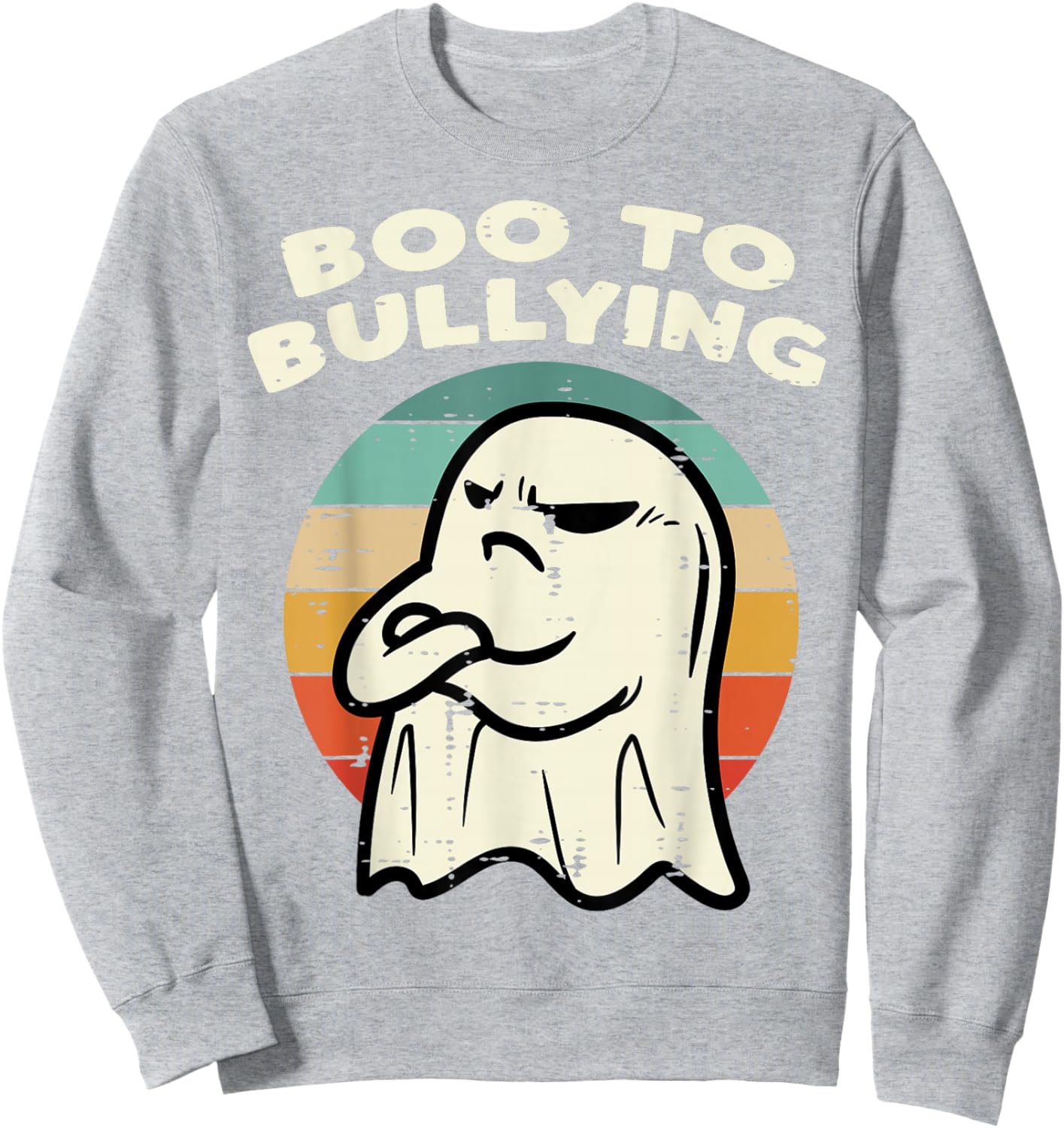 Boo To Bullying Retro Orange Unity Day Halloween Ghost Kids Sweatshirt - Sweatshirt | Ash