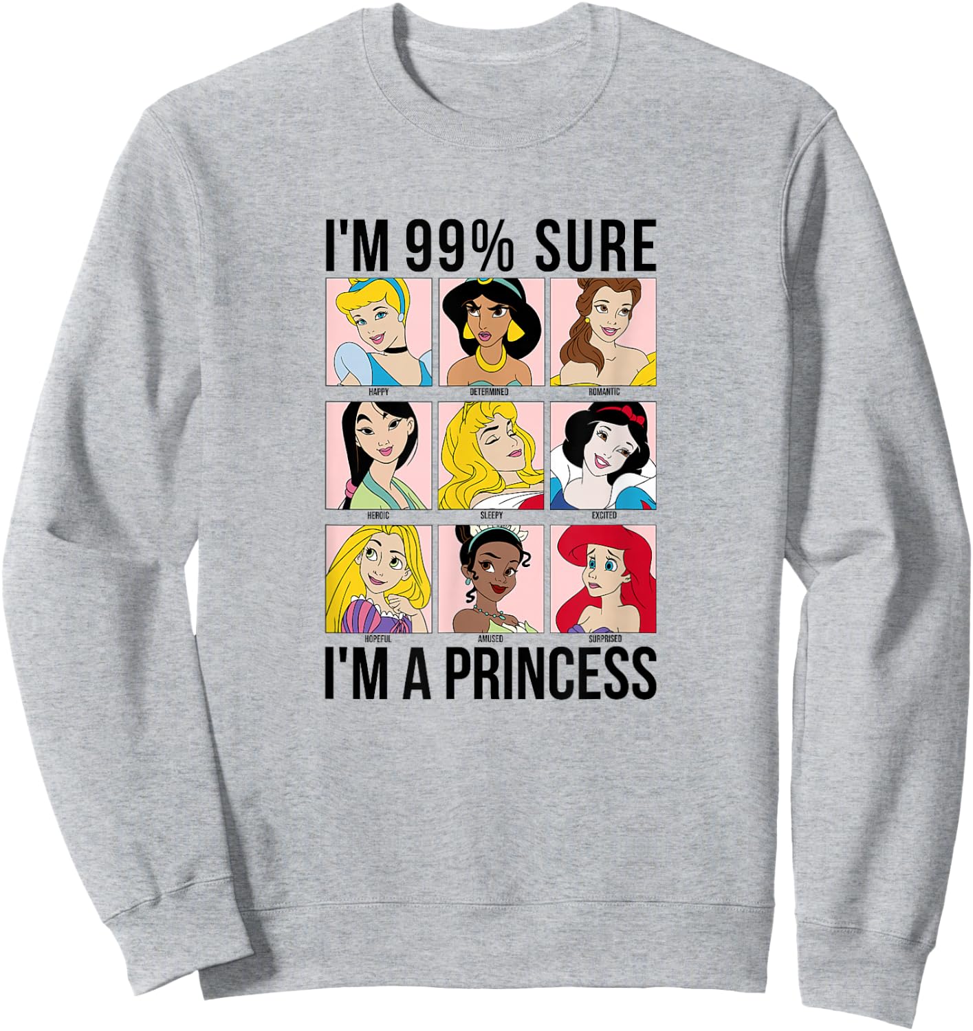Disney Princess Group Box I'm 99% Sure I'm A Princess Sweatshirt - Sweatshirt | Ash