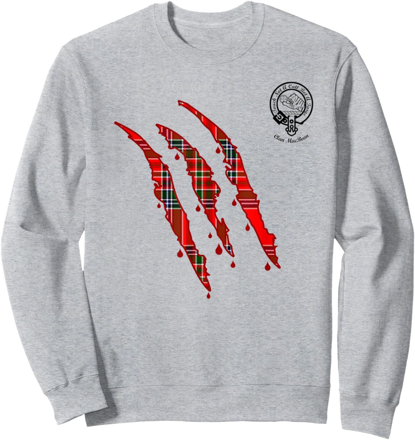 Clan MacBean Claw Marks Surname Tartan Crest Sweatshirt - Sweatshirt | Ash