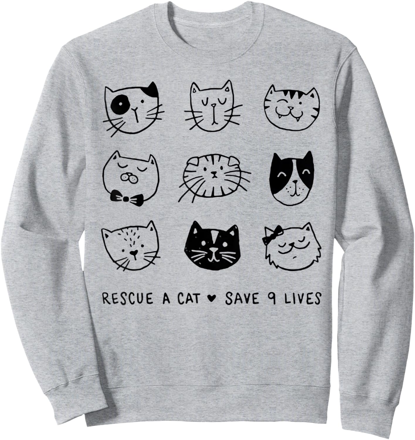 Rescue A Cat Save Nine Lives Funny Cat Lover Gift Women Sweatshirt - Sweatshirt | Ash