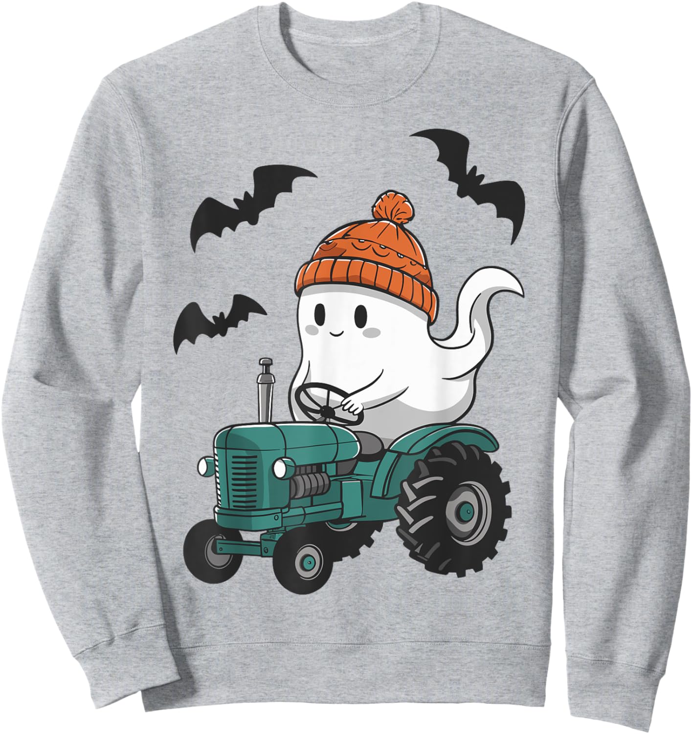 Cute Ghost Riding Tractor Lovers Spooky Halloween Farmer Sweatshirt - Sweatshirt | Ash