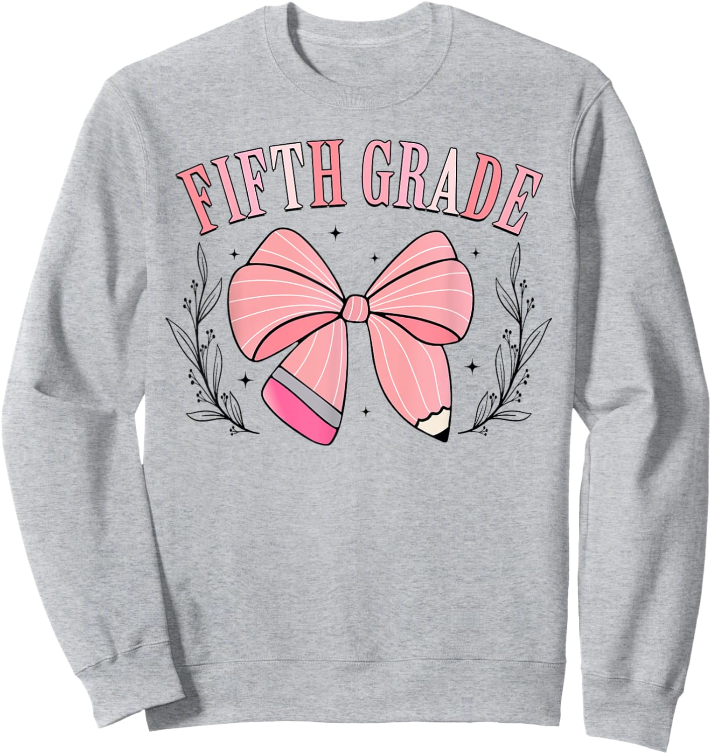 5th Grade Teacher Pencil Coquette Bow Back To School Teacher Women Girls Kids Sweatshirt - Sweatshirt | Ash