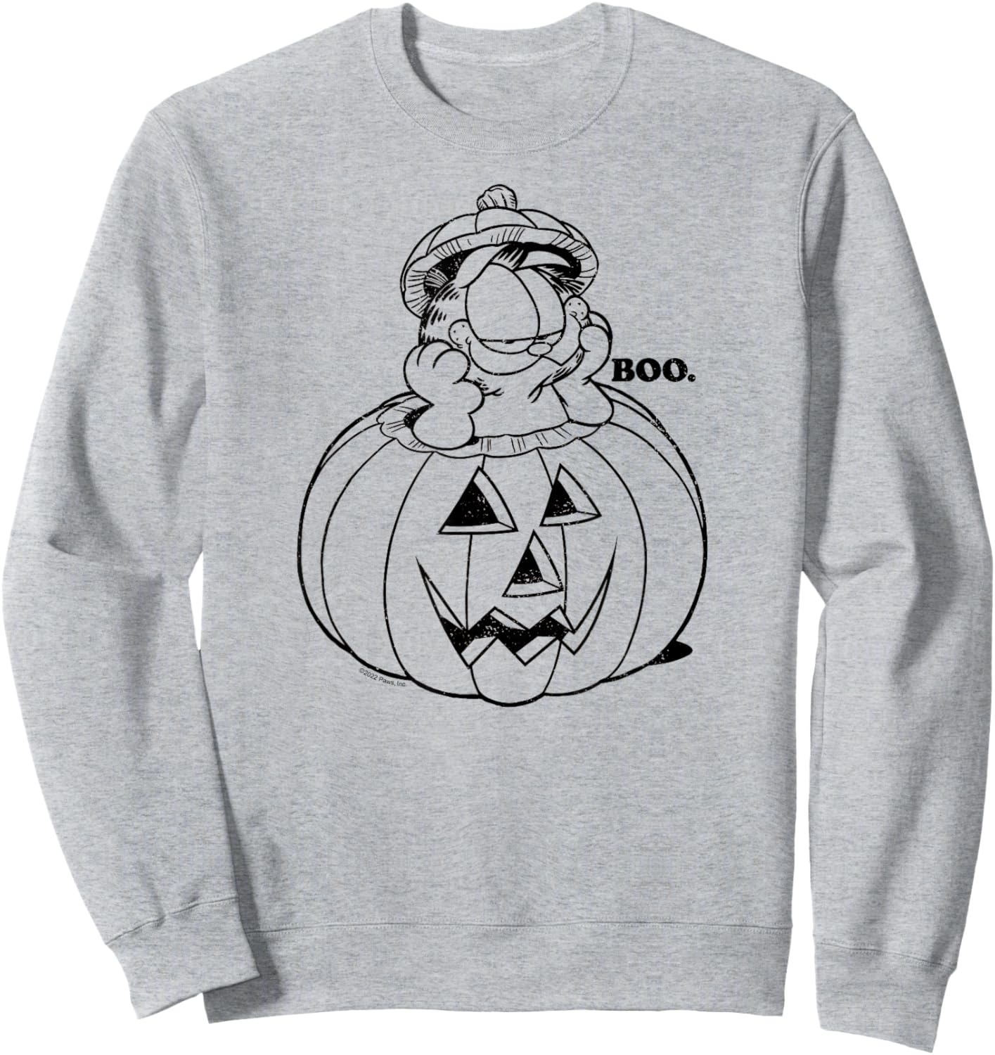 Garfield - Boo Halloween Jack O' Lantern Pumpkin Sweatshirt - Sweatshirt | Ash